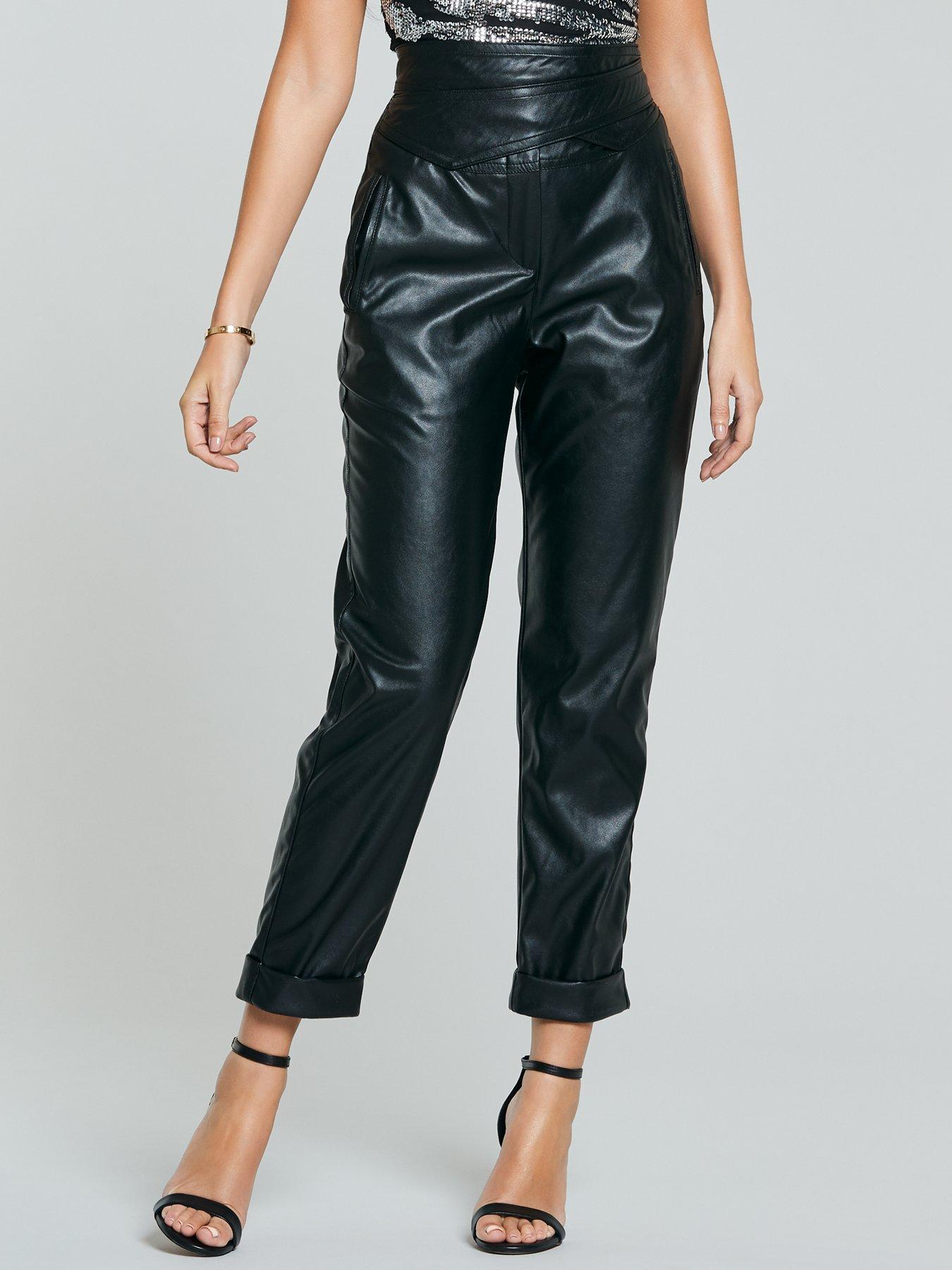 faux leather trousers high waisted