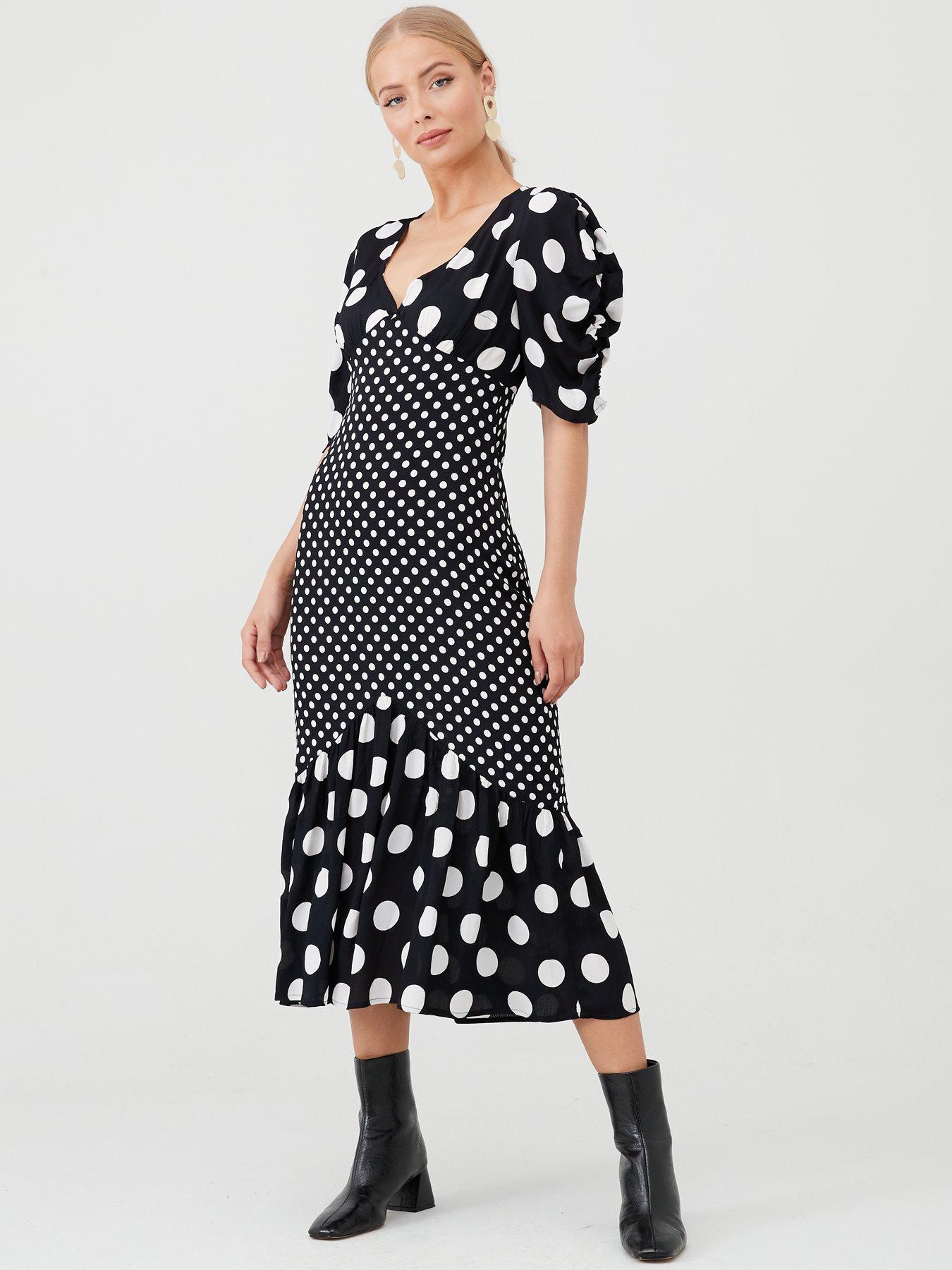 v by very mixed print midi dress