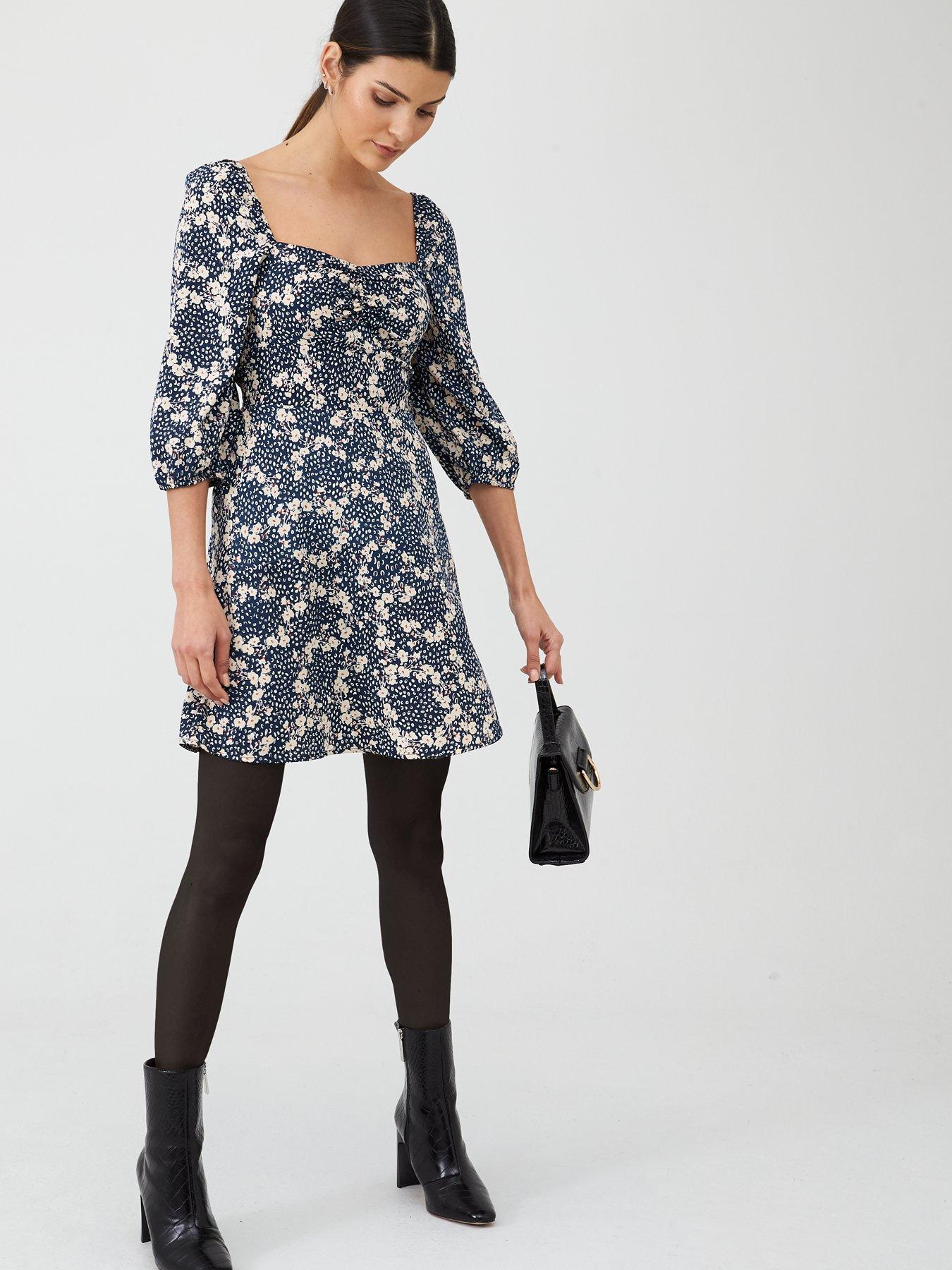 puff sleeve tea dress