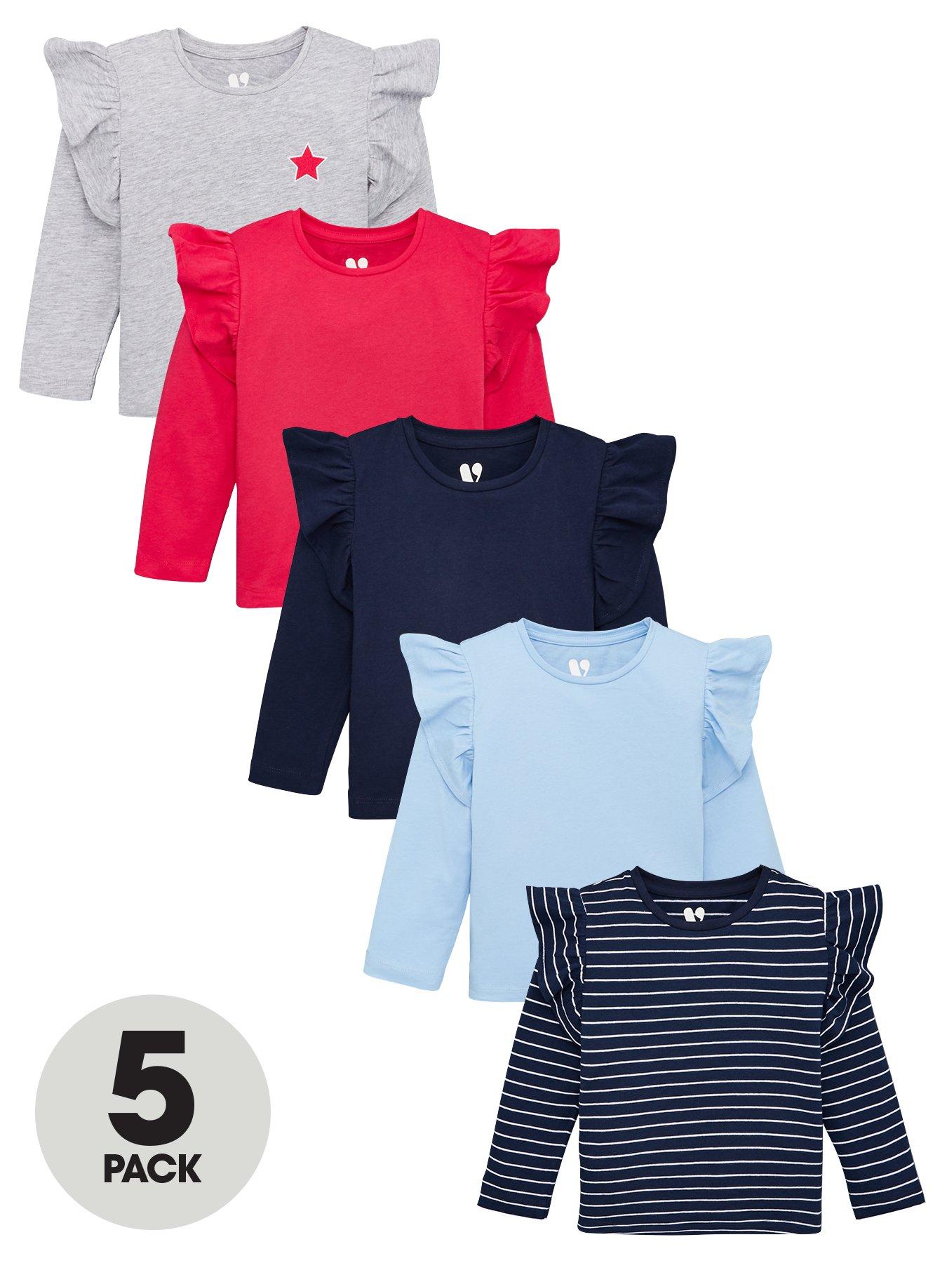 V By Very Girls 5 Pack Frill Shoulder Long Sleeve T-Shirts review