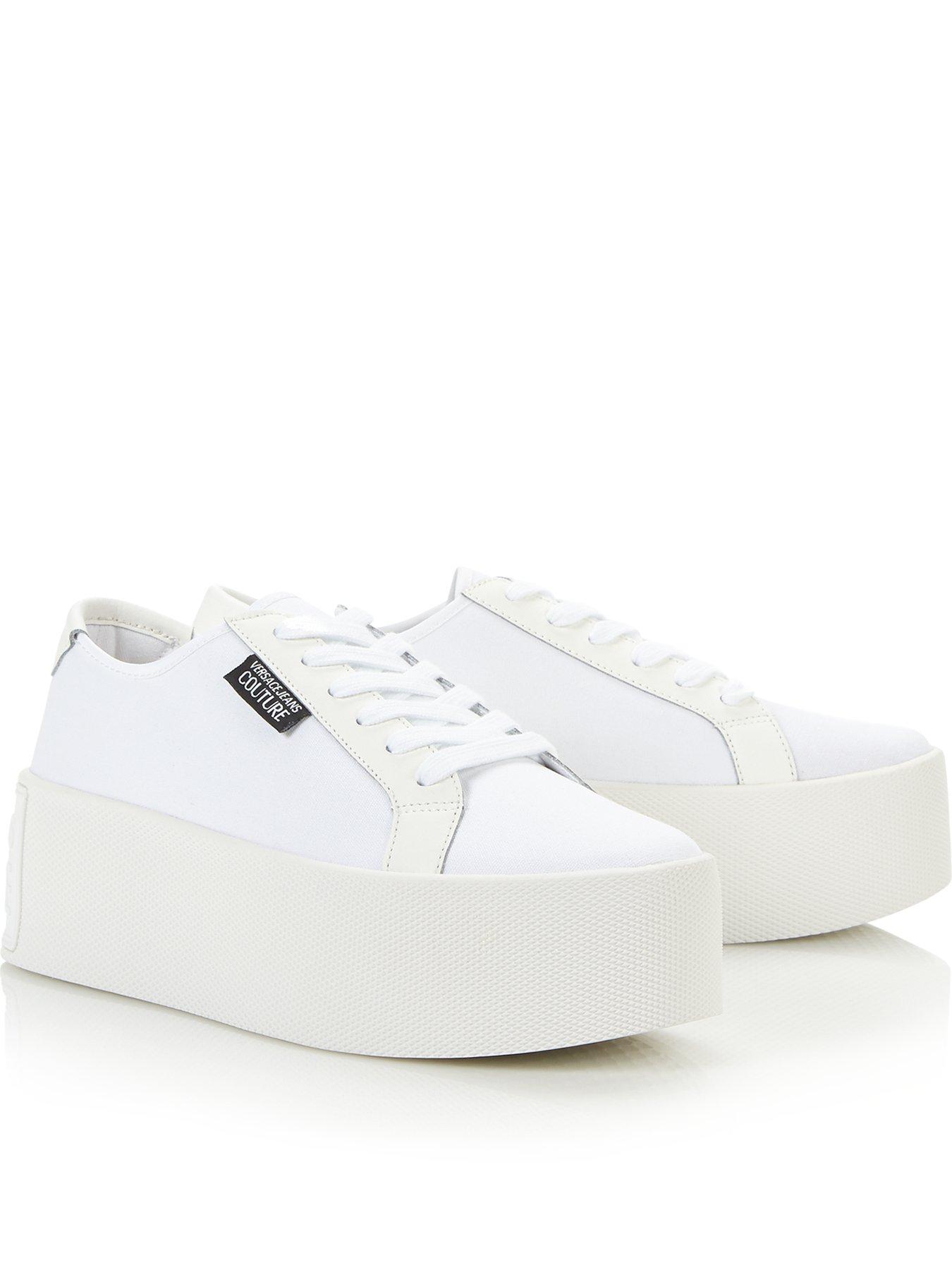 white platform canvas trainers