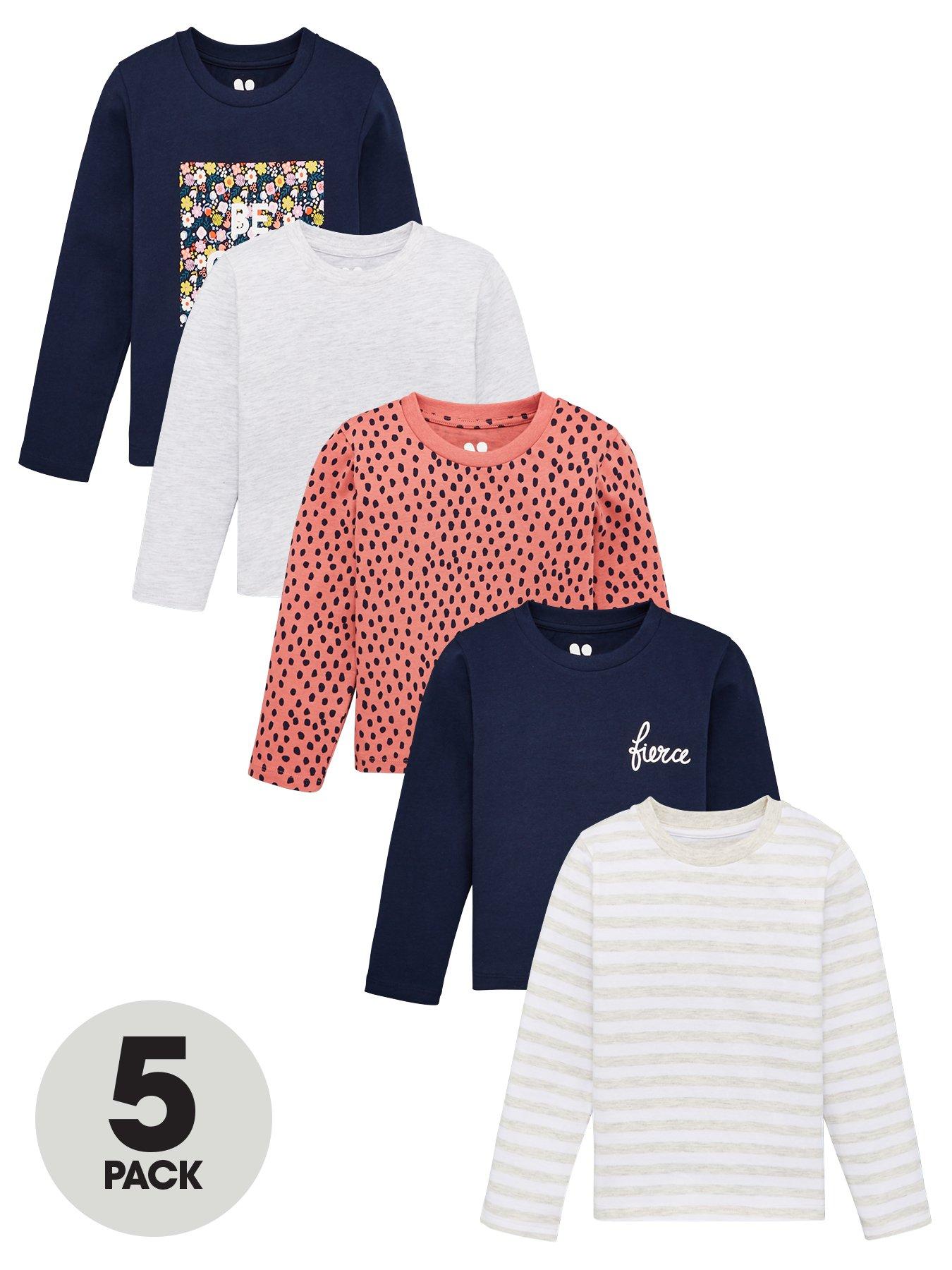 V By Very Girls 5 Pack Long Sleeve Printed T-Shirts review