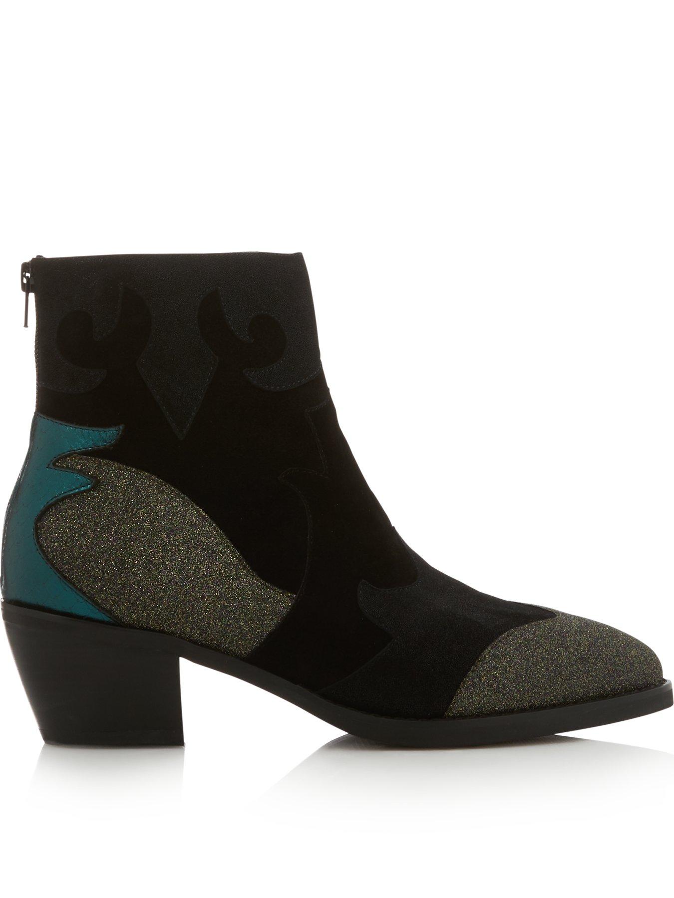 black glitter cowboy boots
