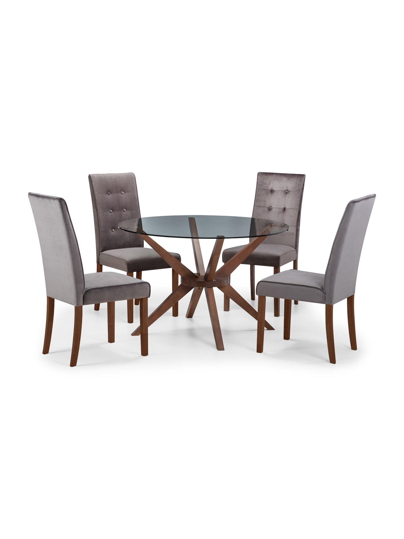 Julian Bowen Chelsea 120 cm Round Glass Dining Table + 4 Madrid Chairs