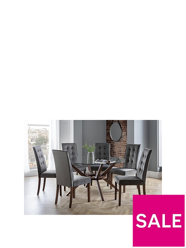 Julian Bowen Chelsea 140 Cm Round Glass, Kitchen Round Table With 6 Chairs