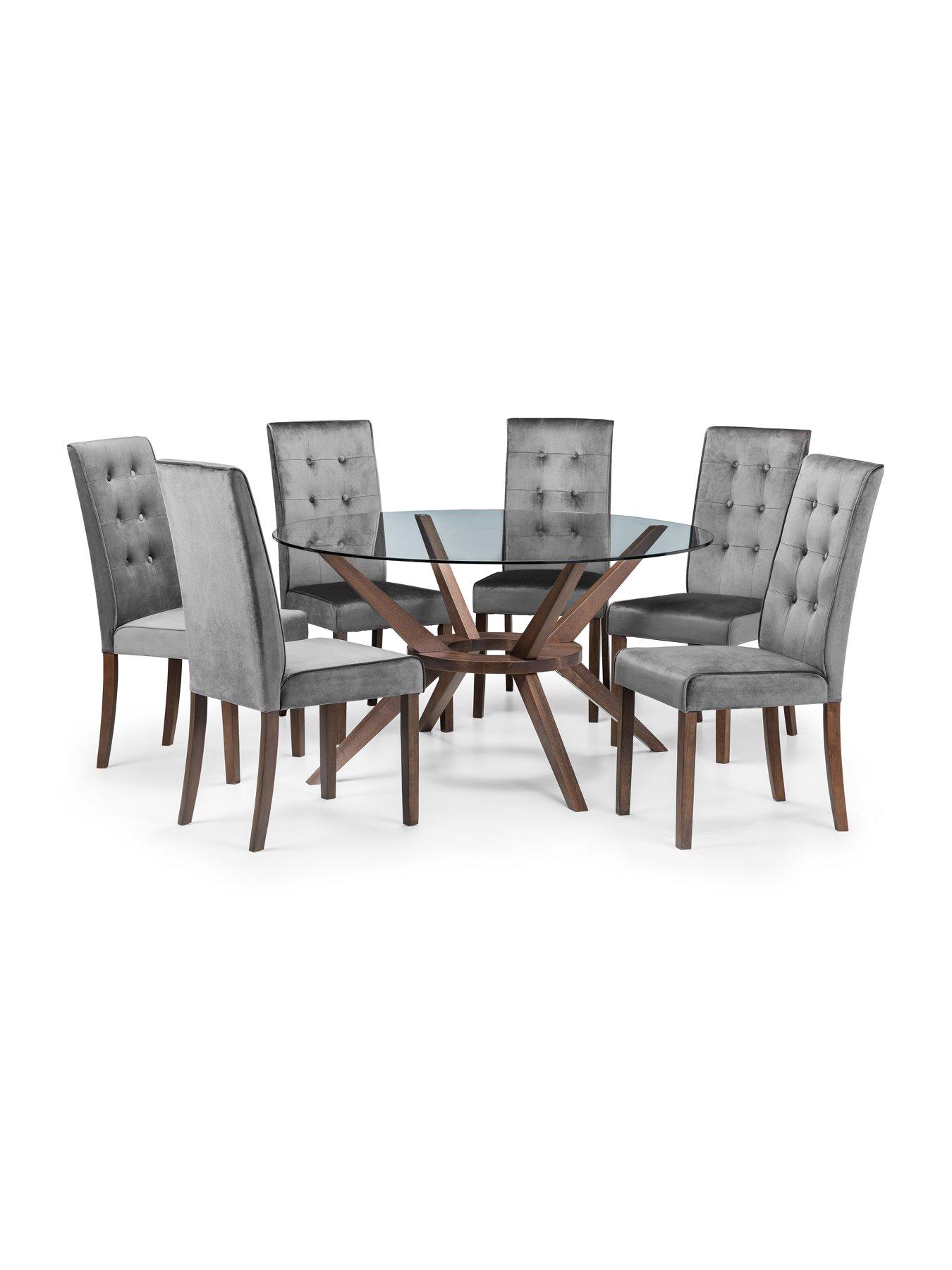 Image 3 of 5 of Julian Bowen Chelsea 140 cm Round Glass Dining Table + 6 Madrid Chairs