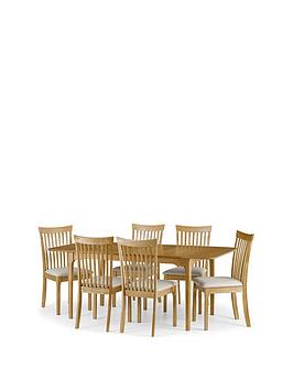 Product photograph of Julian Bowen Ibsen 150 - 190 Cm Extending Dining Table 6 Chairs from very.co.uk