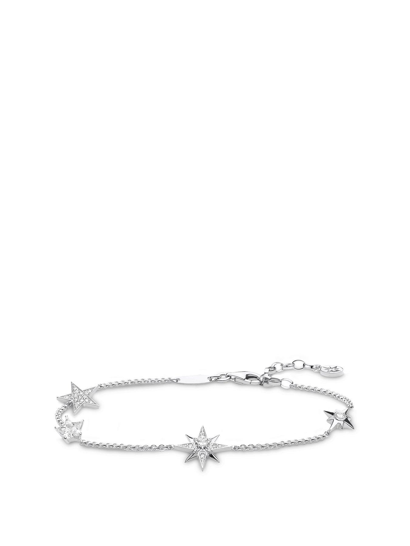Product photograph of Thomas Sabo Silver Fine Star Bracelet from very.co.uk