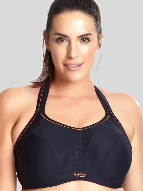 front image of sculptresse-non-padded-sports-bra-black