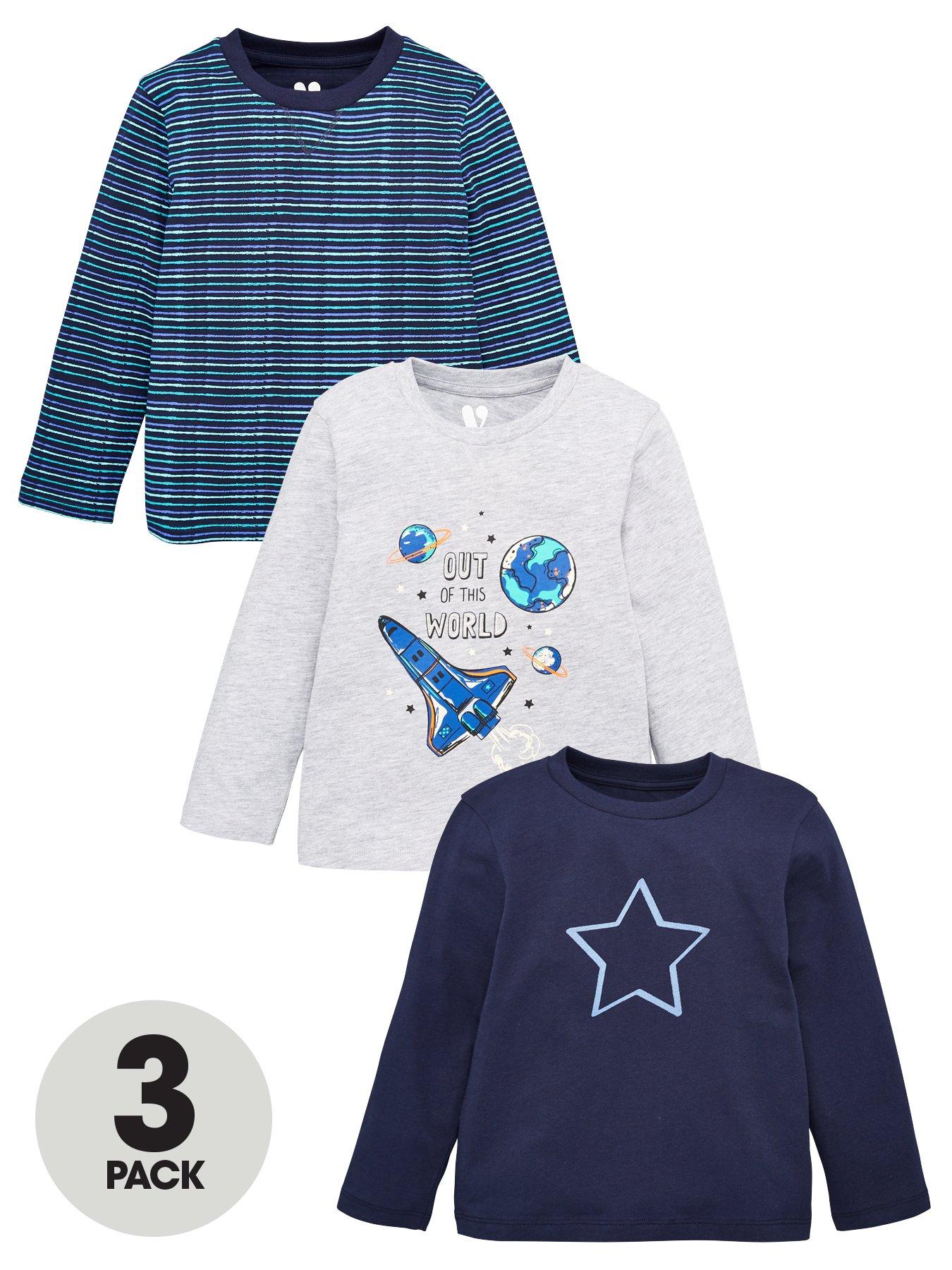 V By Very Boys 3 Pack Space And Stripe Long Sleeve T-Shirts review