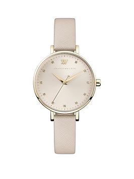 amanda-walker-amanda-walker-florence-champagne-gold-sunray-dial-nude-leather-strap-ladies-watch