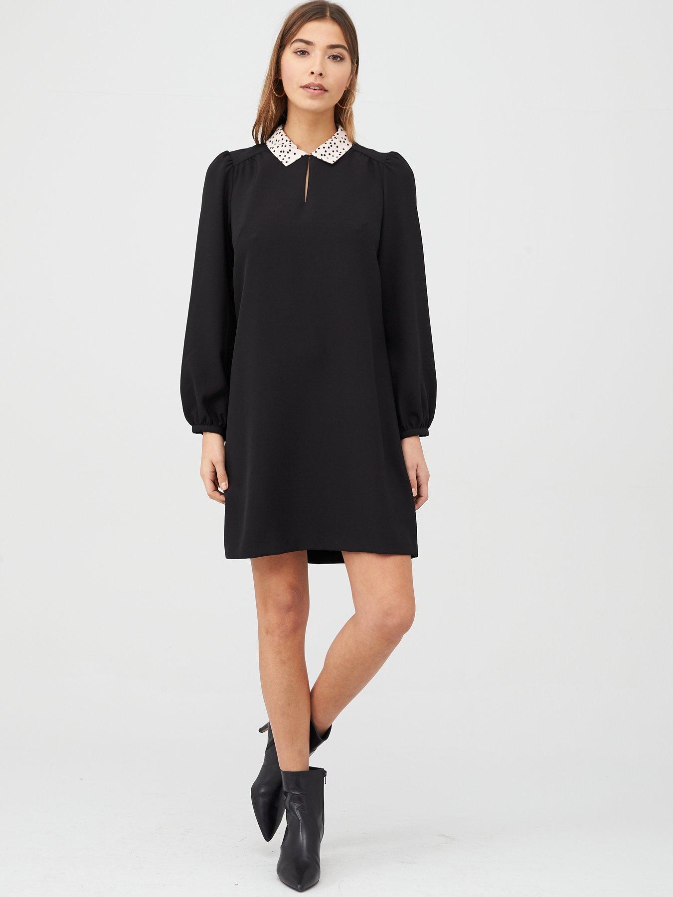black collar shift dress