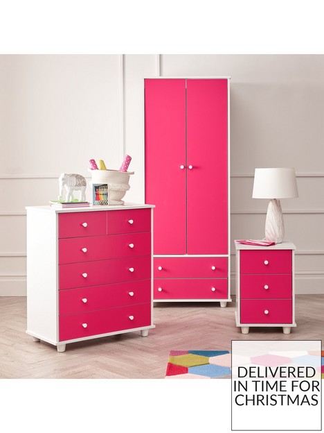 very-home-miami-fresh-kidsnbsp3-piece-package-2-door-2-drawer-wardrobe-5-drawer-chest-3-drawer-bedside-chest-pink
