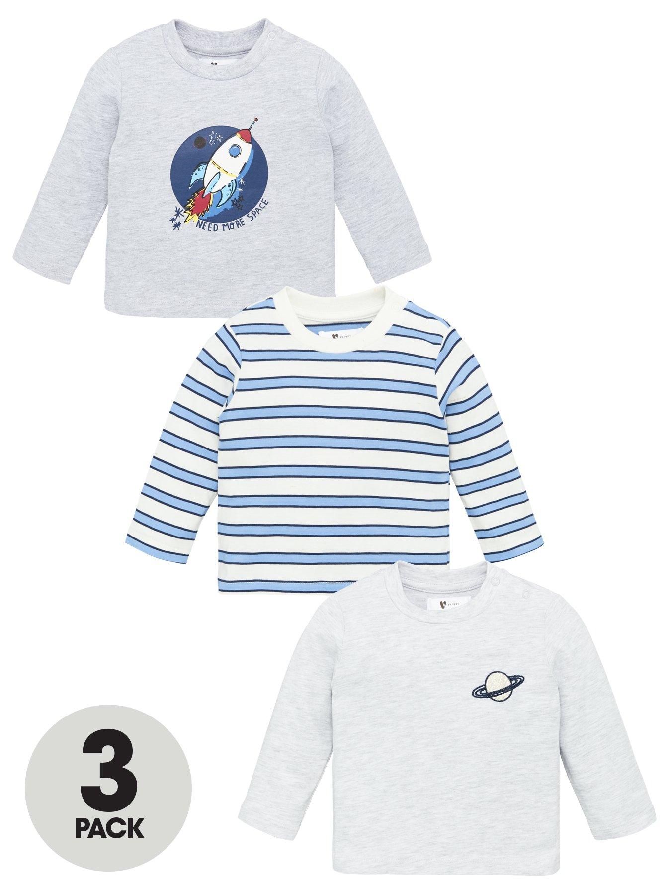 V By Very Baby Boys 3 Pack Long Sleeve Cosmic Tops review