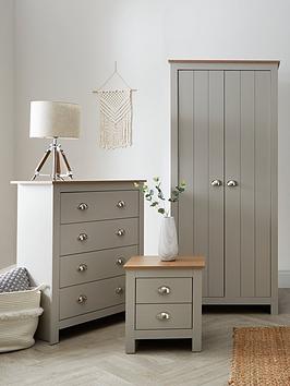 Product photograph of Very Home Atlanta 3 Piece Package - 2 Door Wardrobe 4 Drawer Chest And 2 Drawer Bedside Chest - Grey Oak from very.co.uk