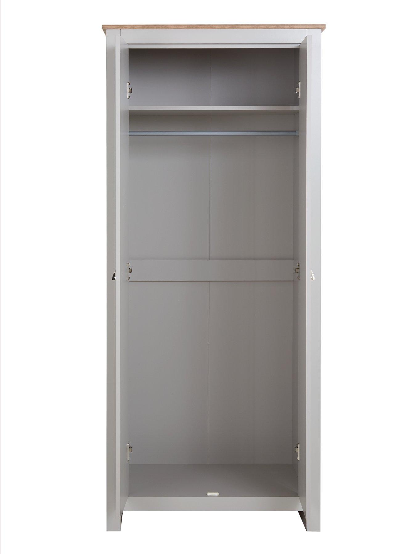 Image 4 of 6 of Very Home Atlanta 3 Piece&nbsp;Package - 2 Door Wardrobe, 4 Drawer Chest and 2 Drawer Bedside Chest - Grey/Oak