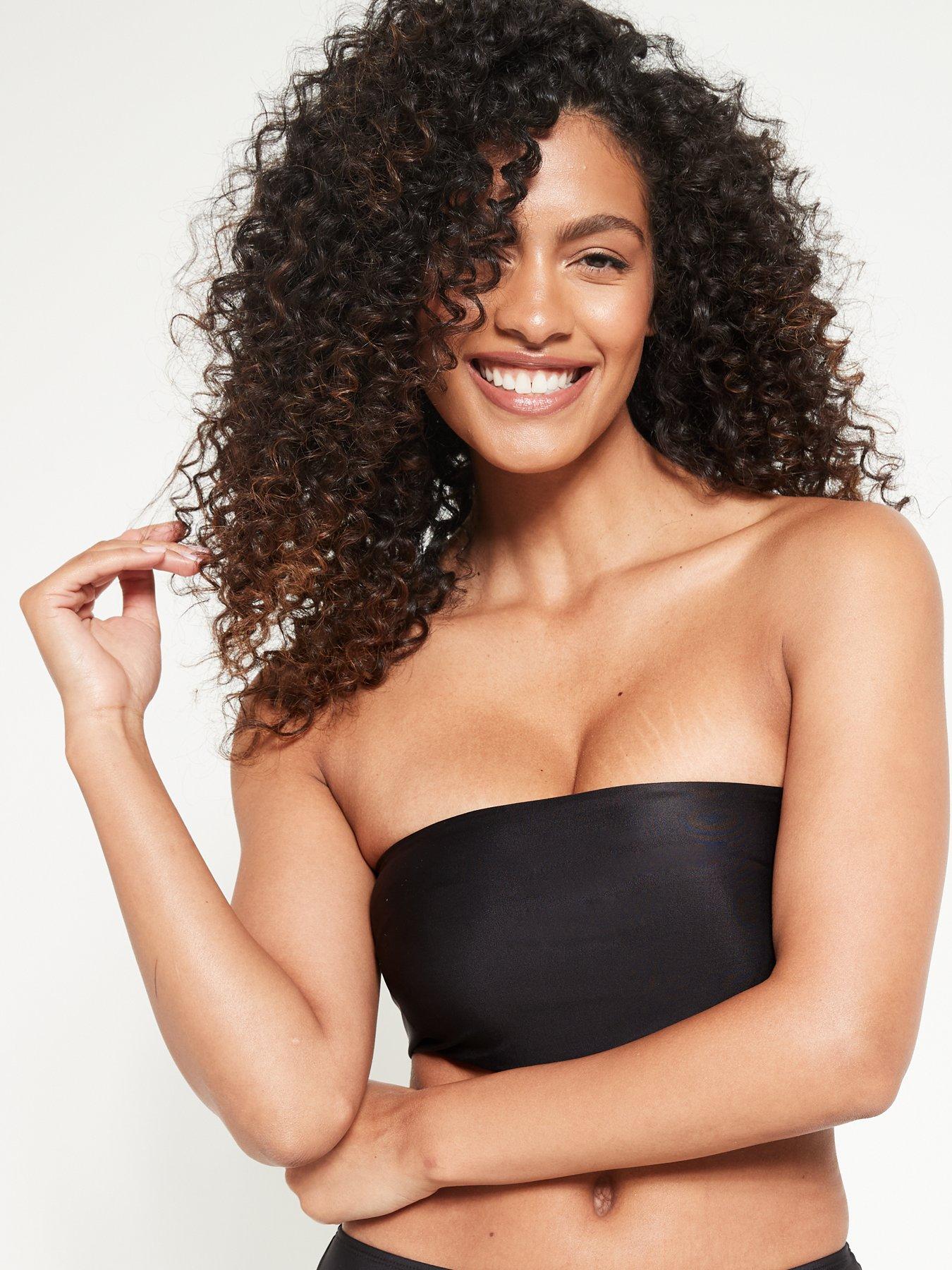 black strapless swimsuit top