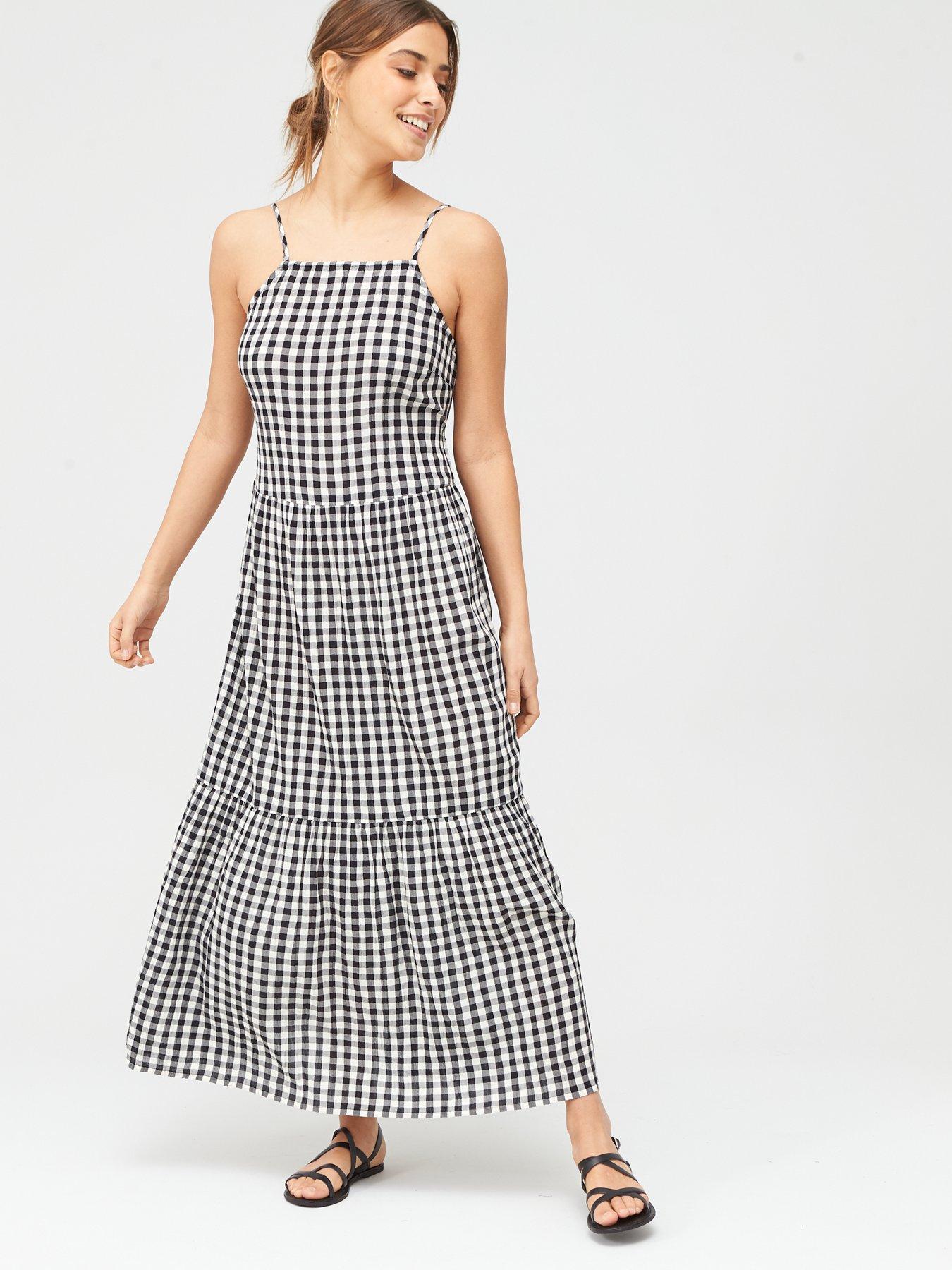 Very Tiered Gingham Dress - Monochrome 
