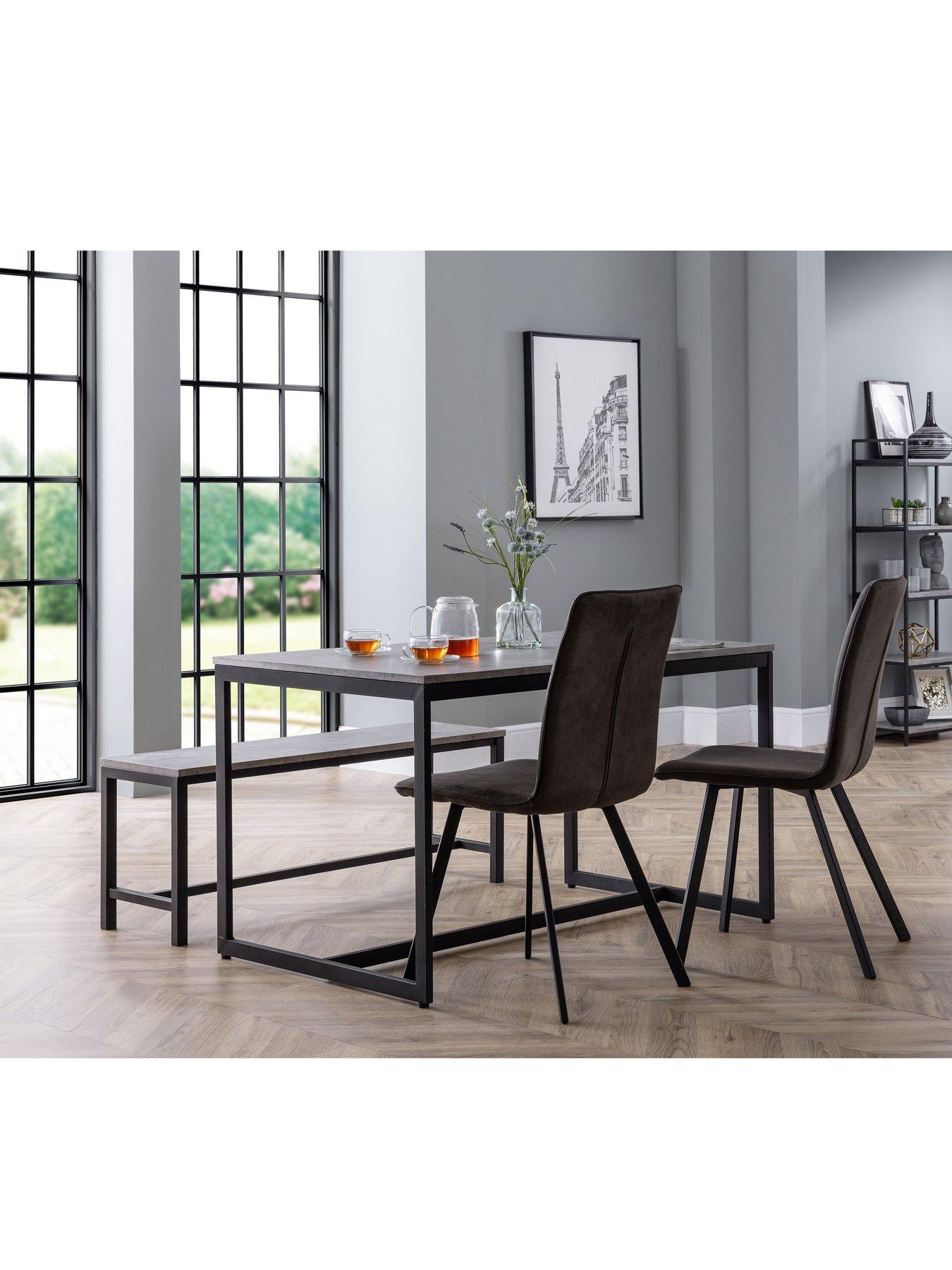 Product photograph of Julian Bowen Staten 120 Cm Dining Table Bench 2 Monroe Chairs from very.co.uk