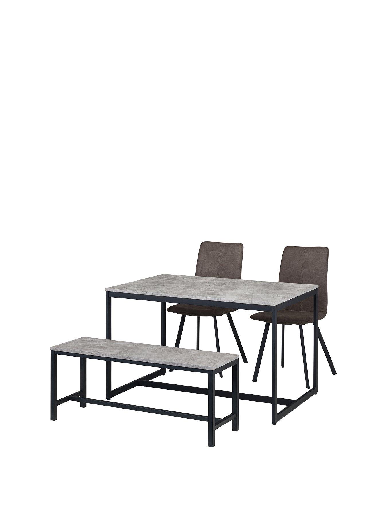 Product photograph of Julian Bowen Staten 120 Cm Dining Table Bench 2 Monroe Chairs from very.co.uk