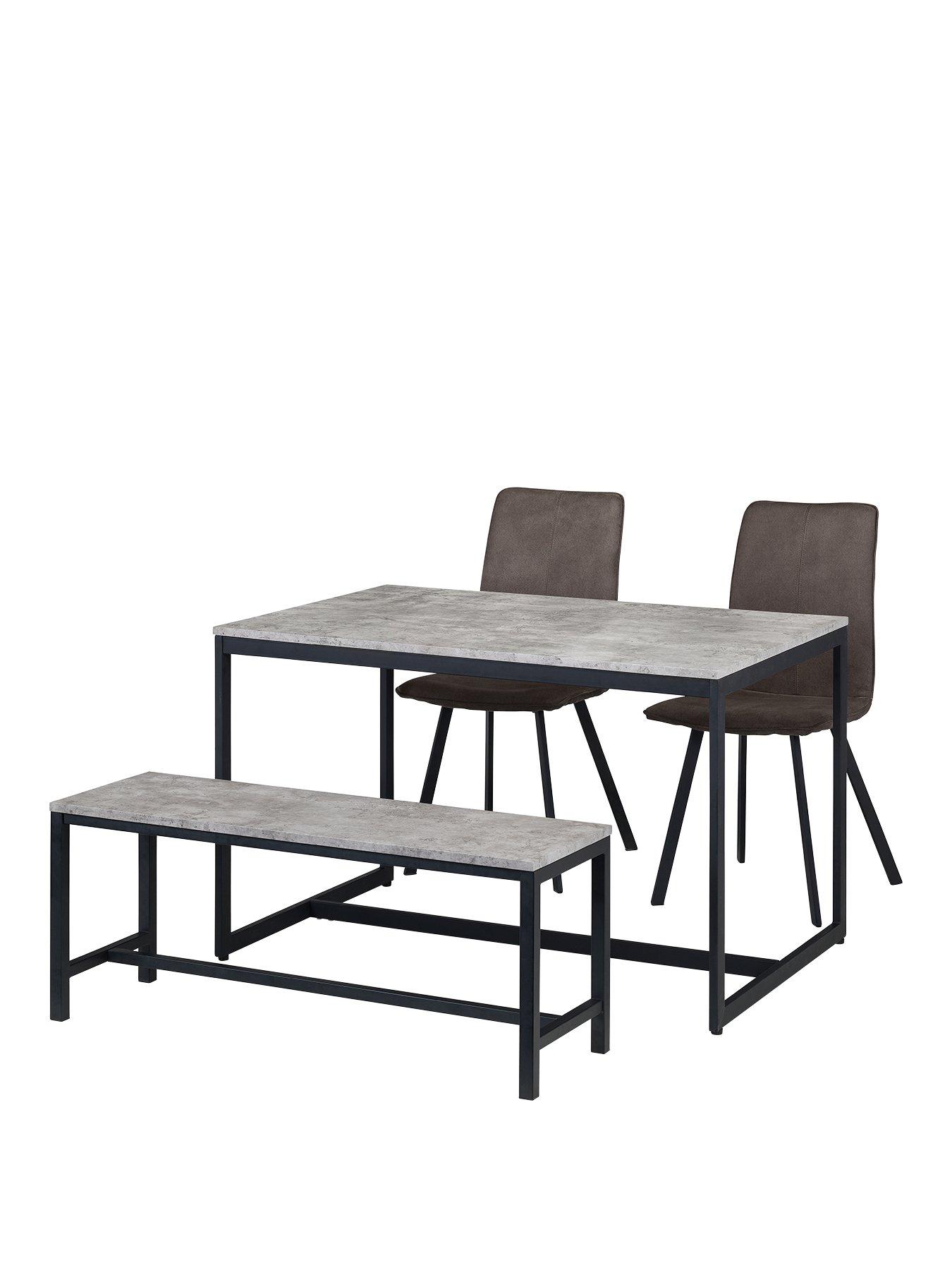 Image 2 of 5 of Julian Bowen Staten 120 cm Dining Table + Bench + 2 Monroe Chairs