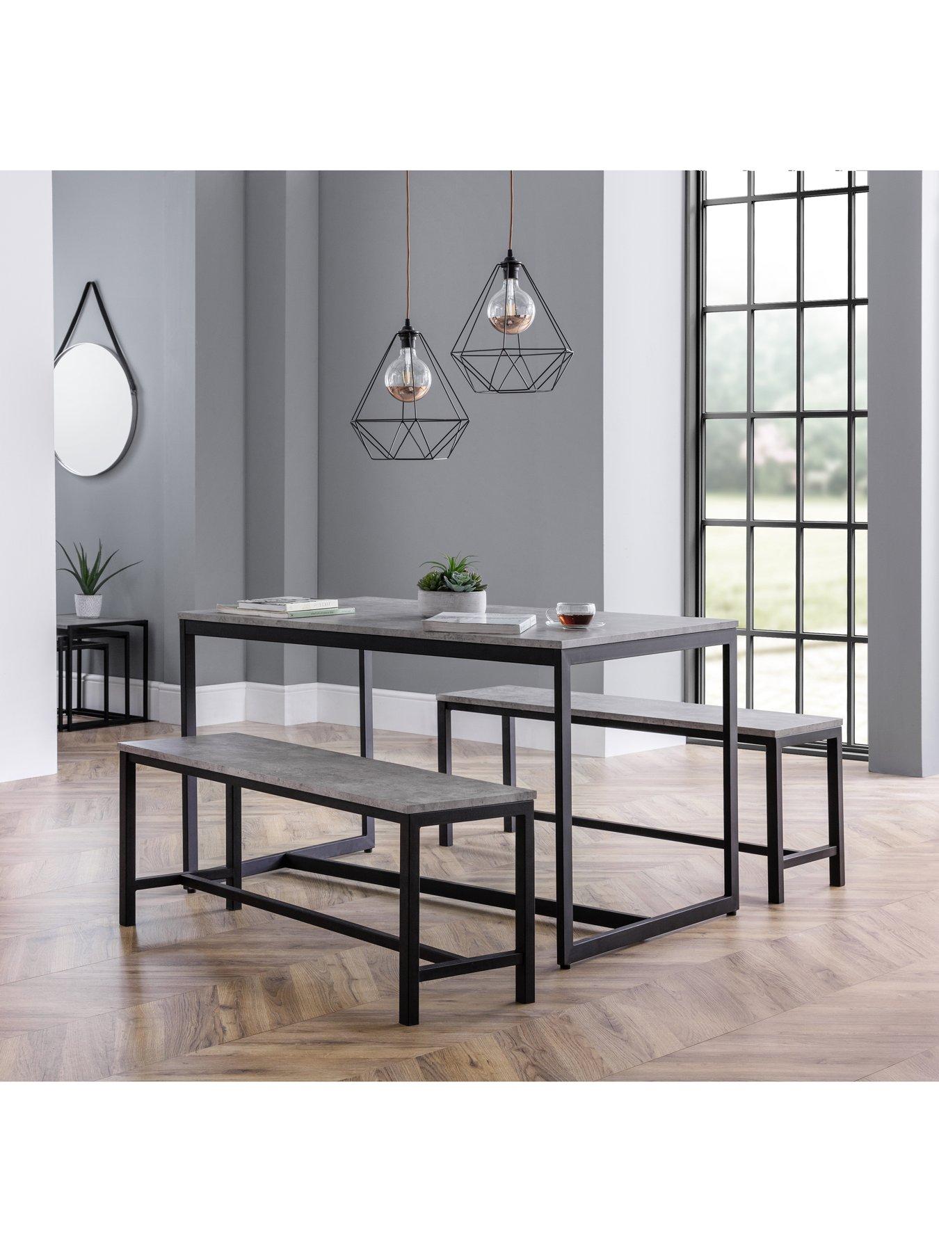 Product photograph of Julian Bowen Staten 120 Cm Dining Table 2 Benches from very.co.uk