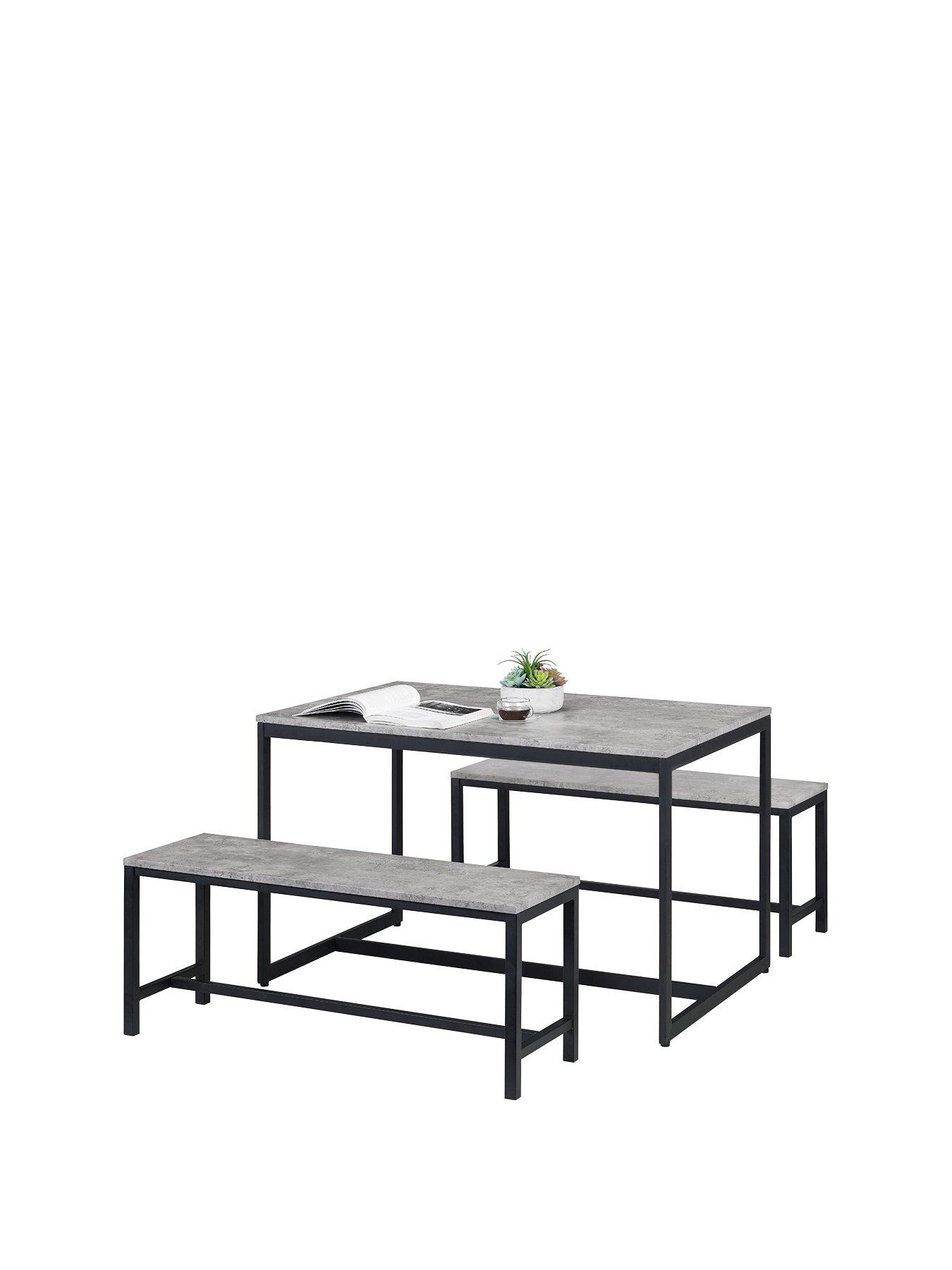 Product photograph of Julian Bowen Staten 120 Cm Dining Table 2 Benches from very.co.uk
