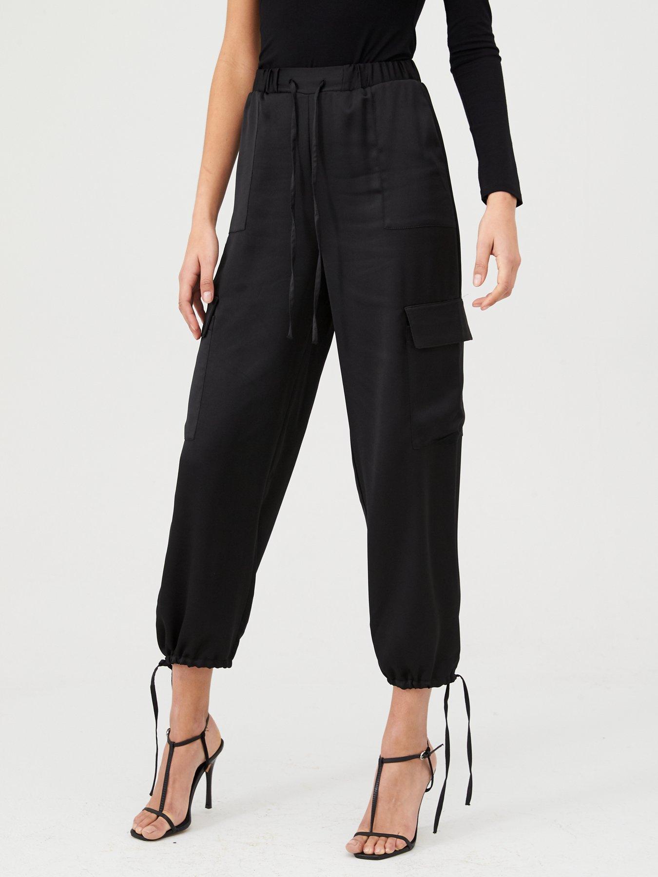 black satin combat trousers