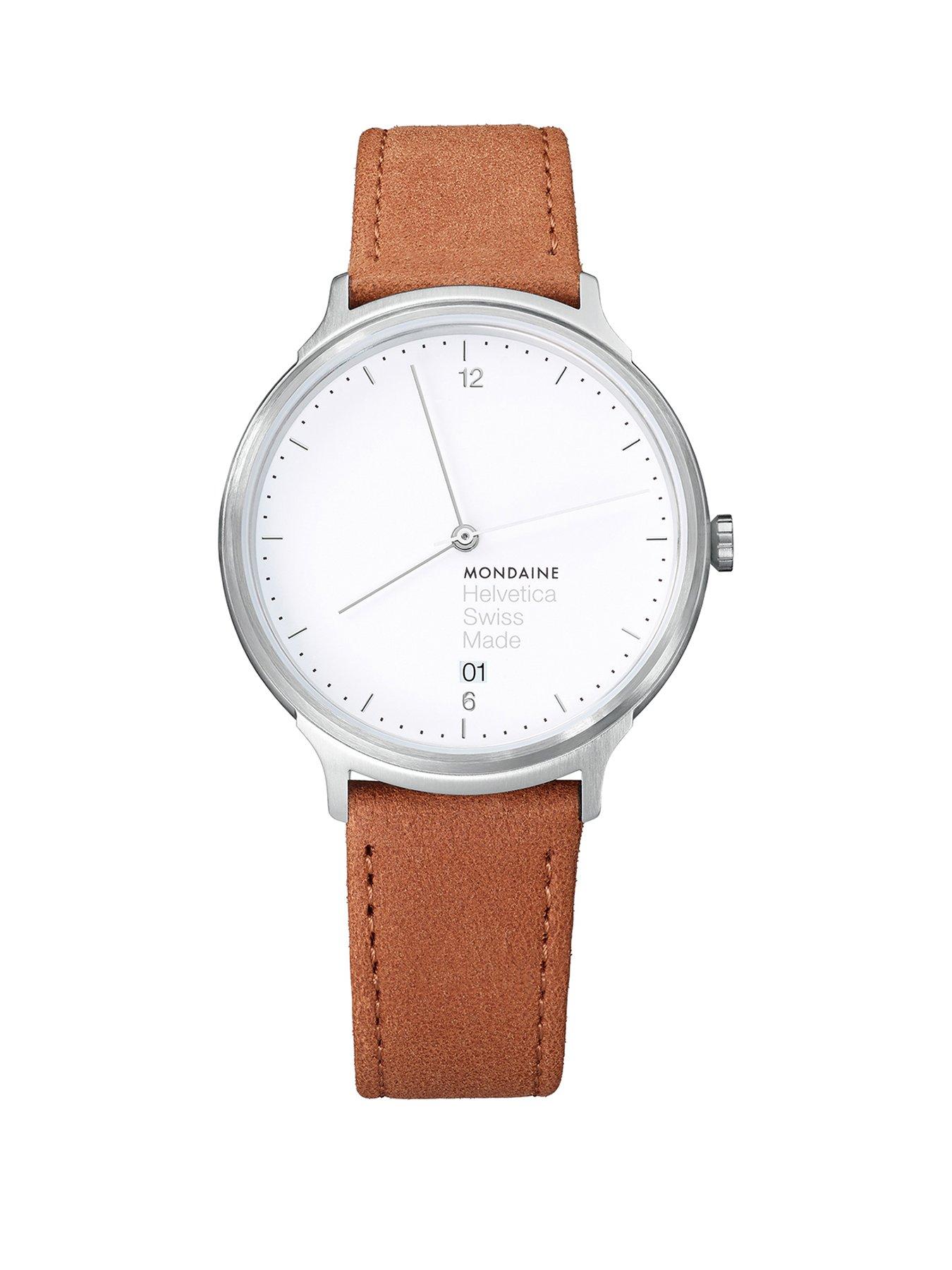 Mondaine Mondaine Swiss Made Helvetica No1 Light White Sapphire Glass Date Dial Brushed Stainless Steel 38Mm Case Tan Leather Strap Watch review