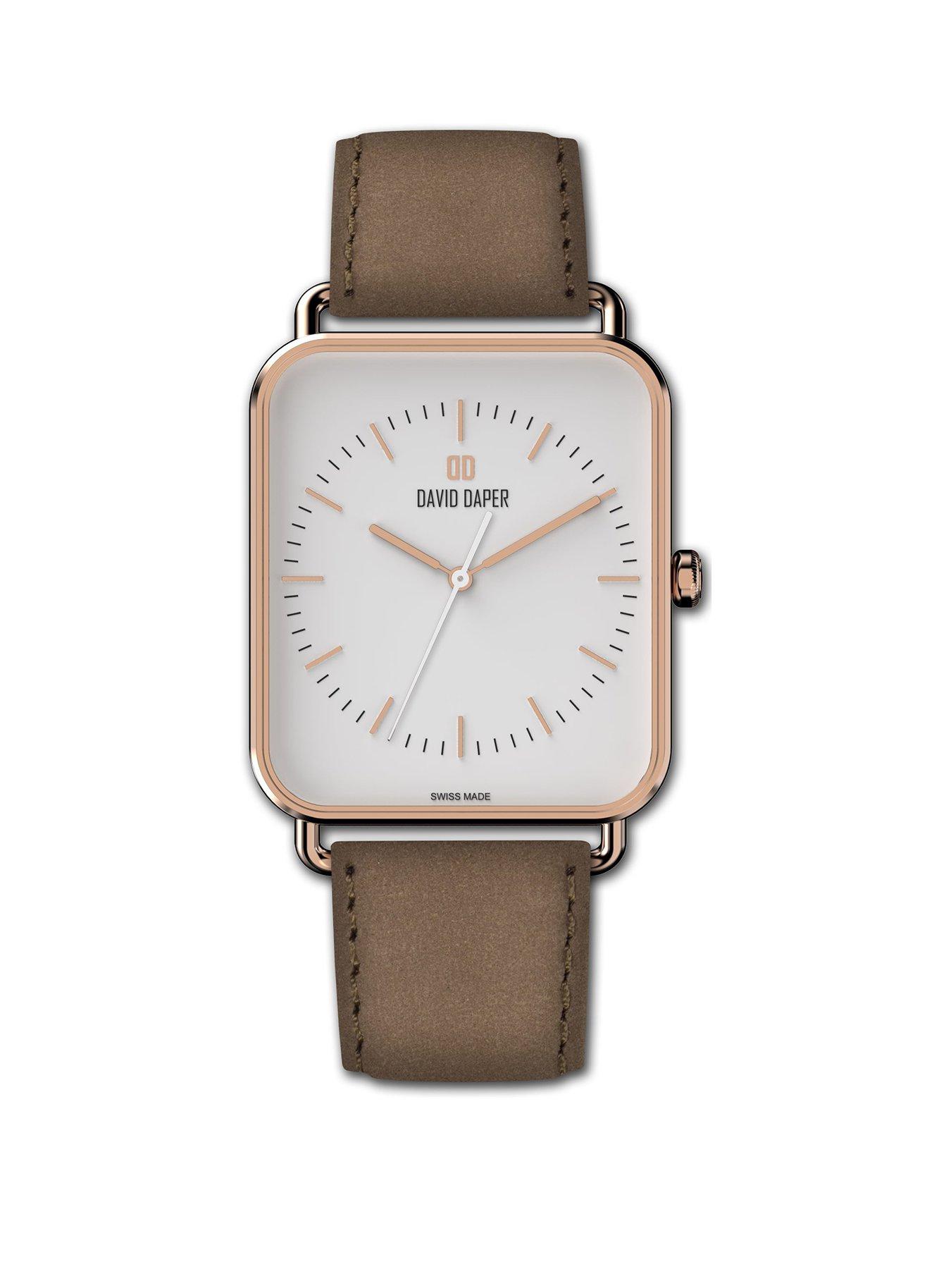 David Daper David Daper White And Rose Gold 38Mm Tank Dial Brown Leather Strap Watch review