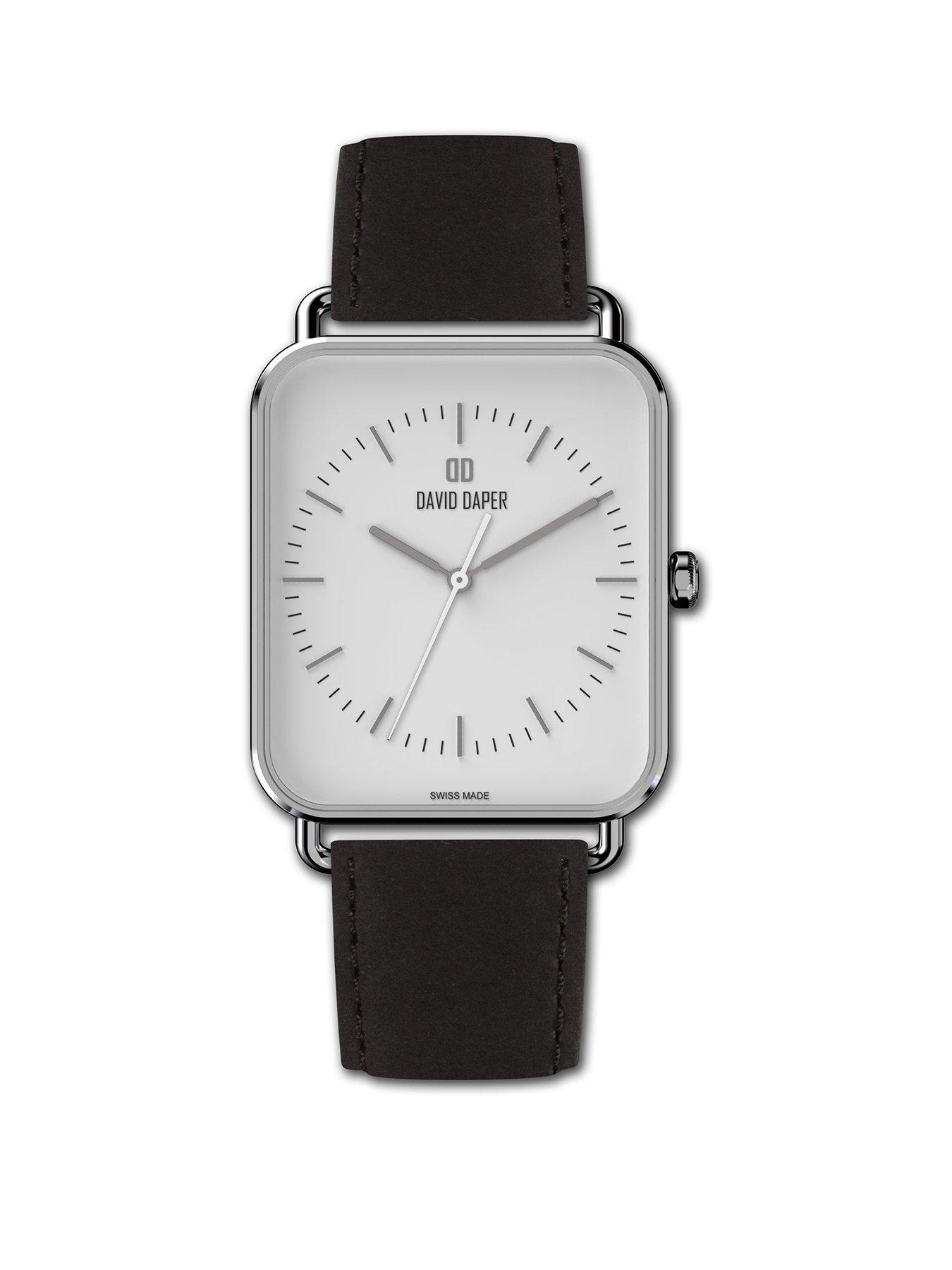 David Daper David Daper White And Silver 38Mm Tank Dial Black Leather Strap Watch review