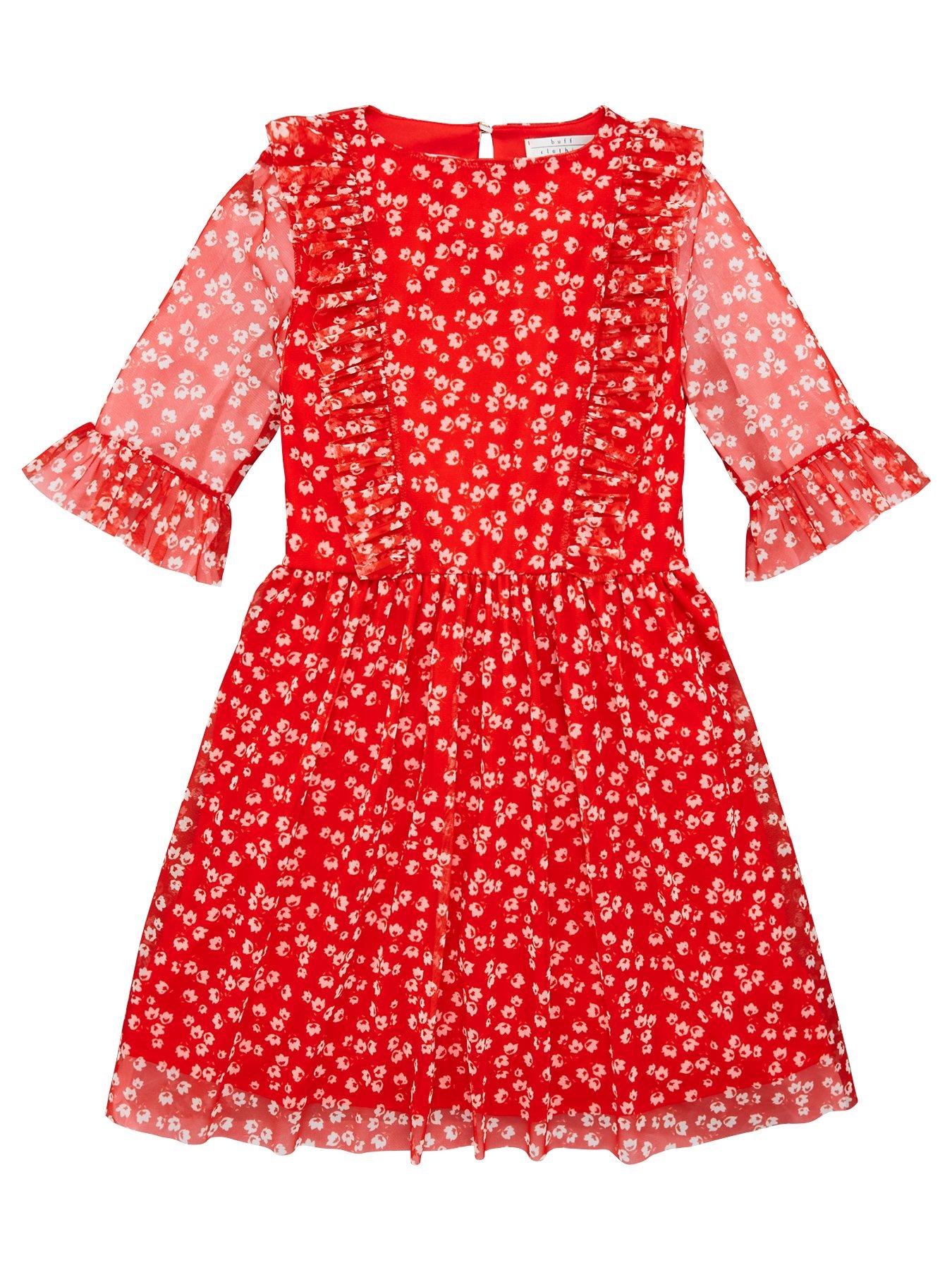 V By Very Girls Red Floral Mesh Dress review