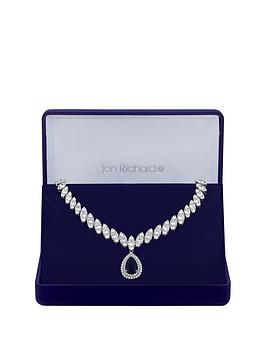 jon richard cubic zirconia baguette navette sapphire pear drop necklace