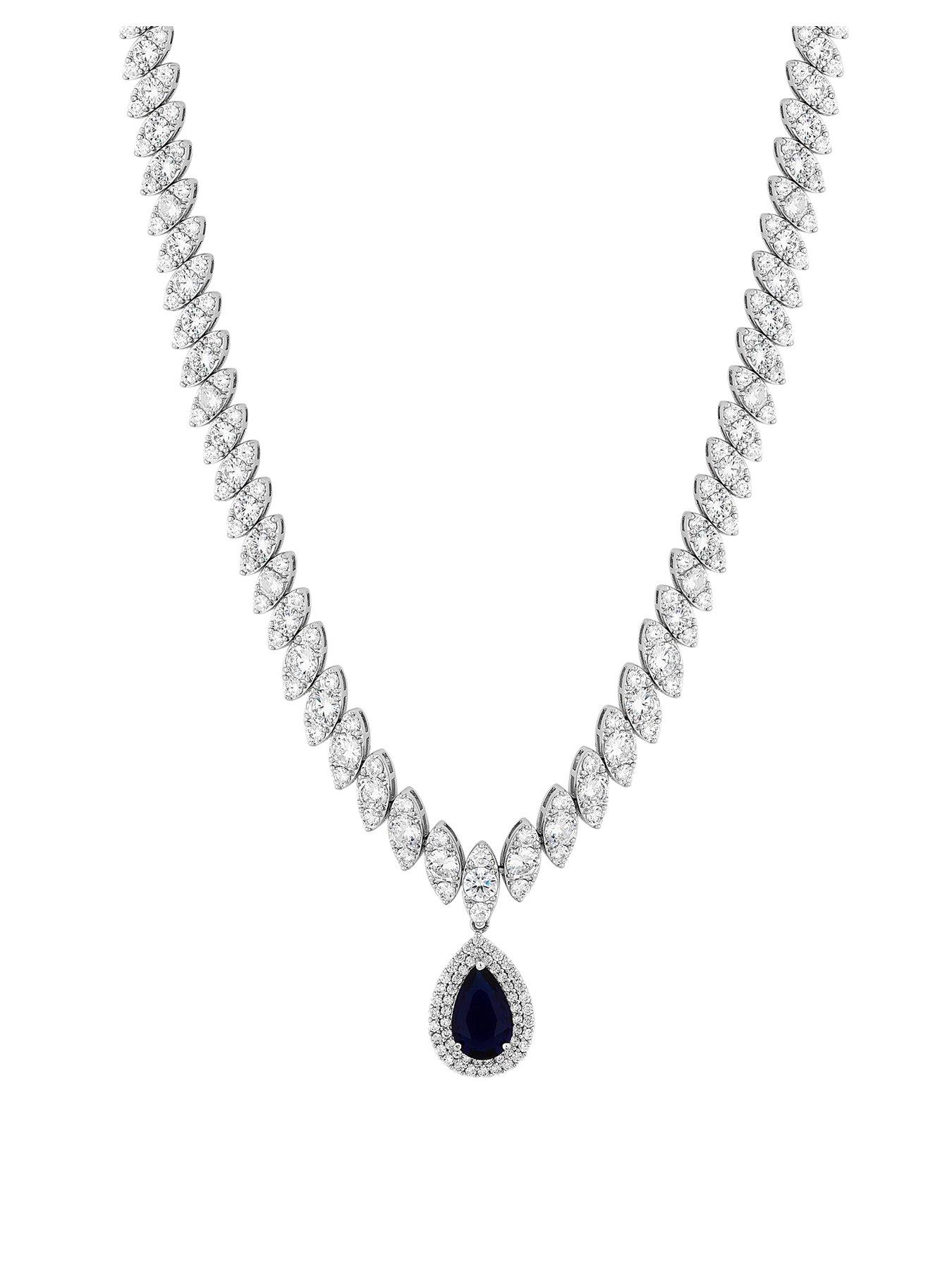 Jewellery & watches Cubic Zirconia Baguette Navette Sapphire Pear Drop Necklace