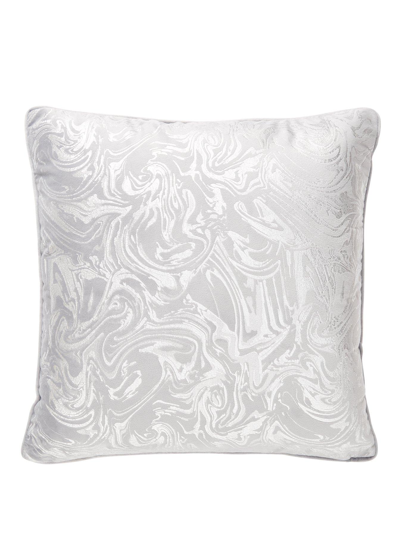 Product photograph of Alexis Marble Foil And Velvet Cushion from very.co.uk
