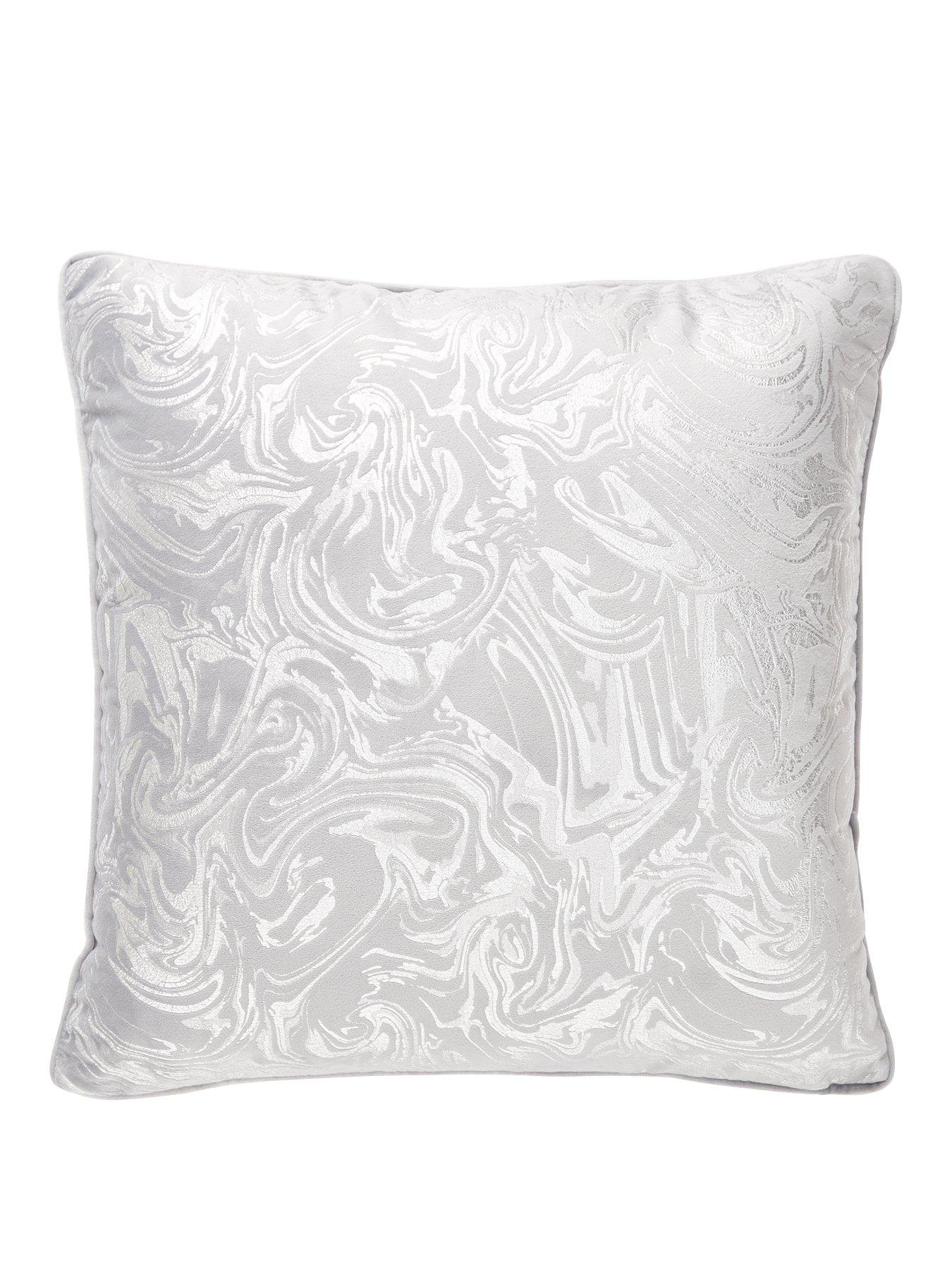 Product photograph of Very Home Alexis Marble Foil And Velvet Cushion from very.co.uk