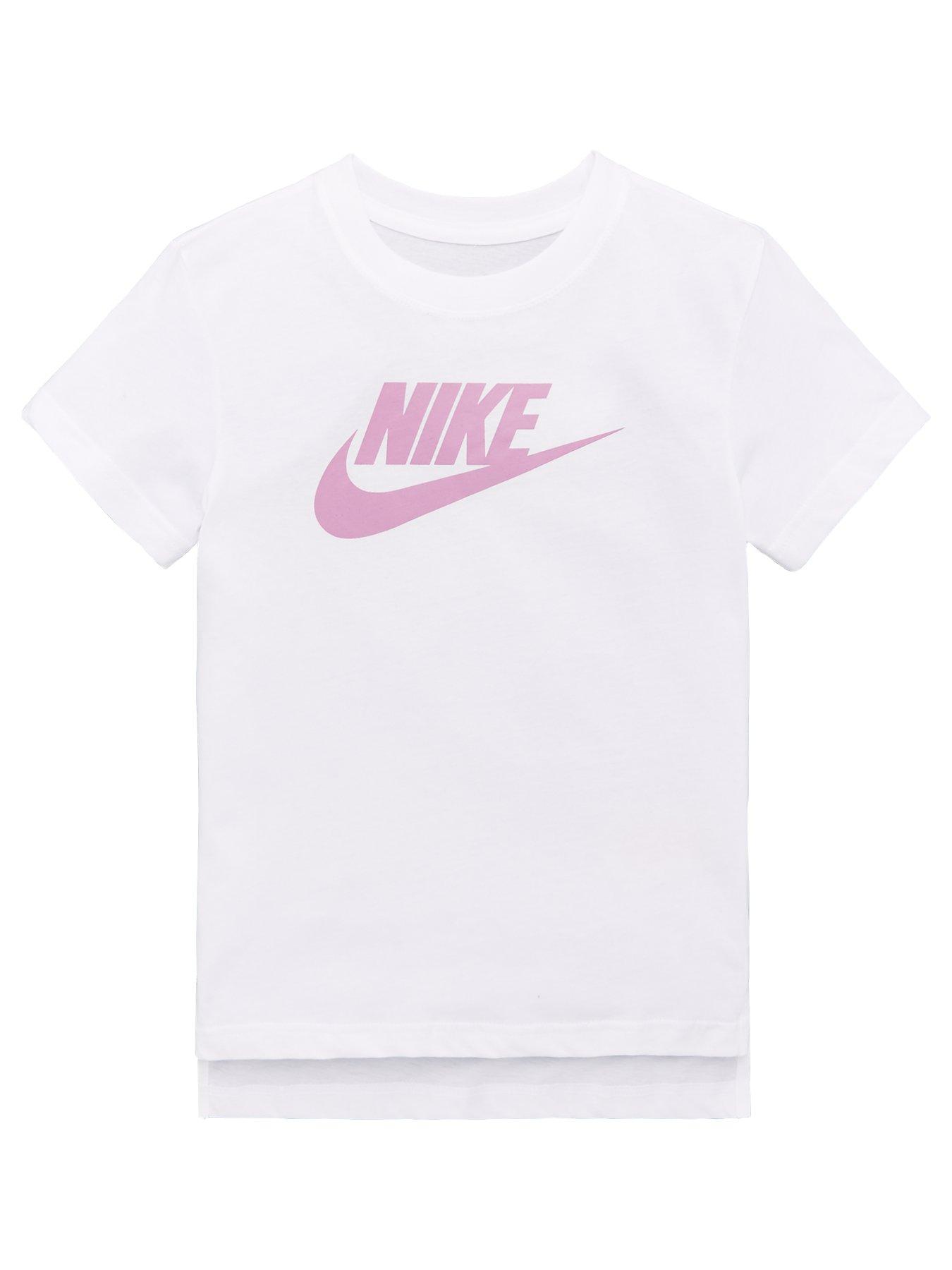 white and pink nike shirt