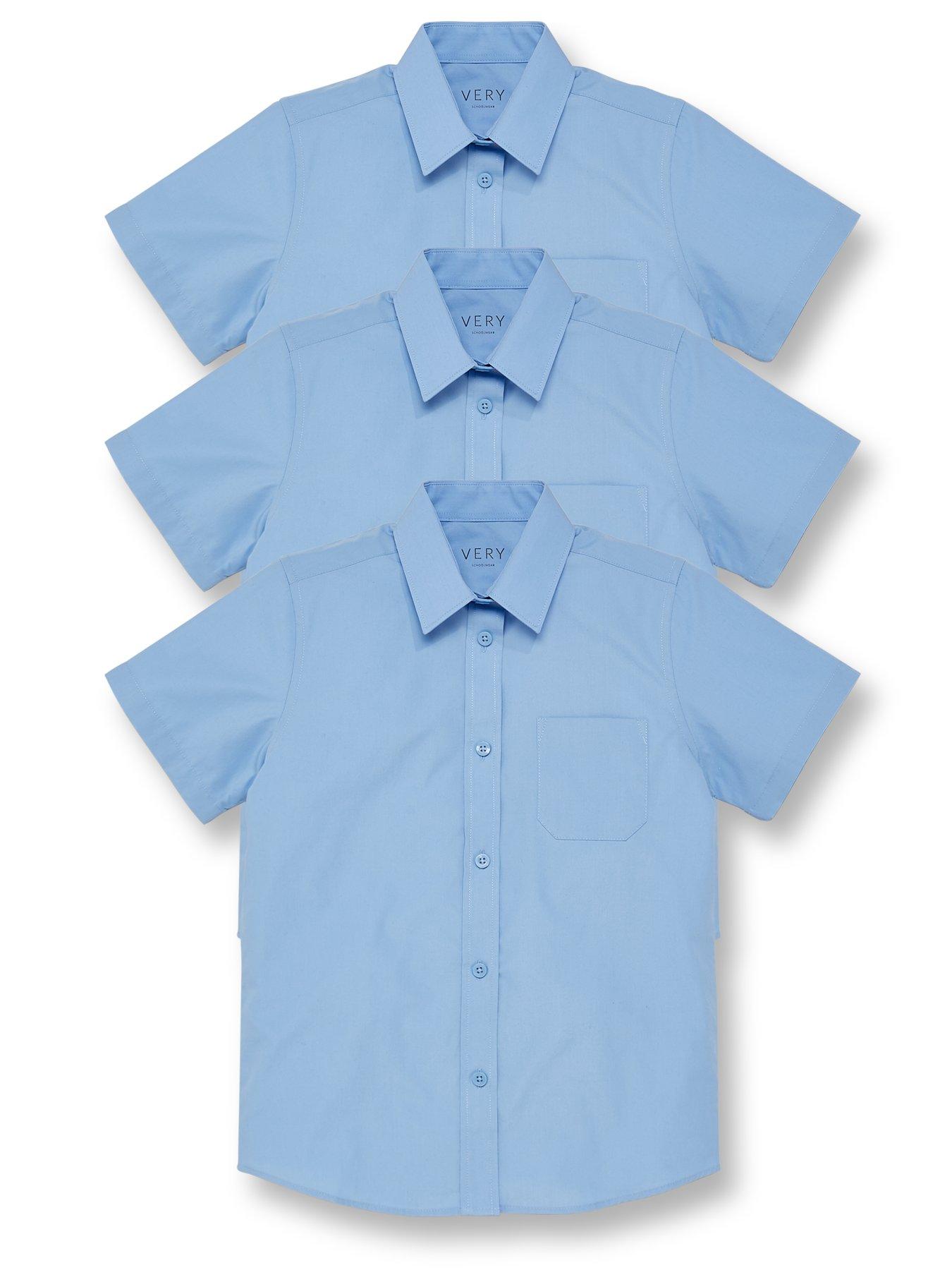 girls blue short sleeve school shirts