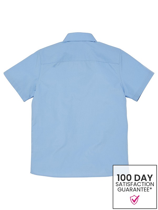 Girls School Blouse Shirt Short Sleeve White Sky Blue Ages 3-18 Years 