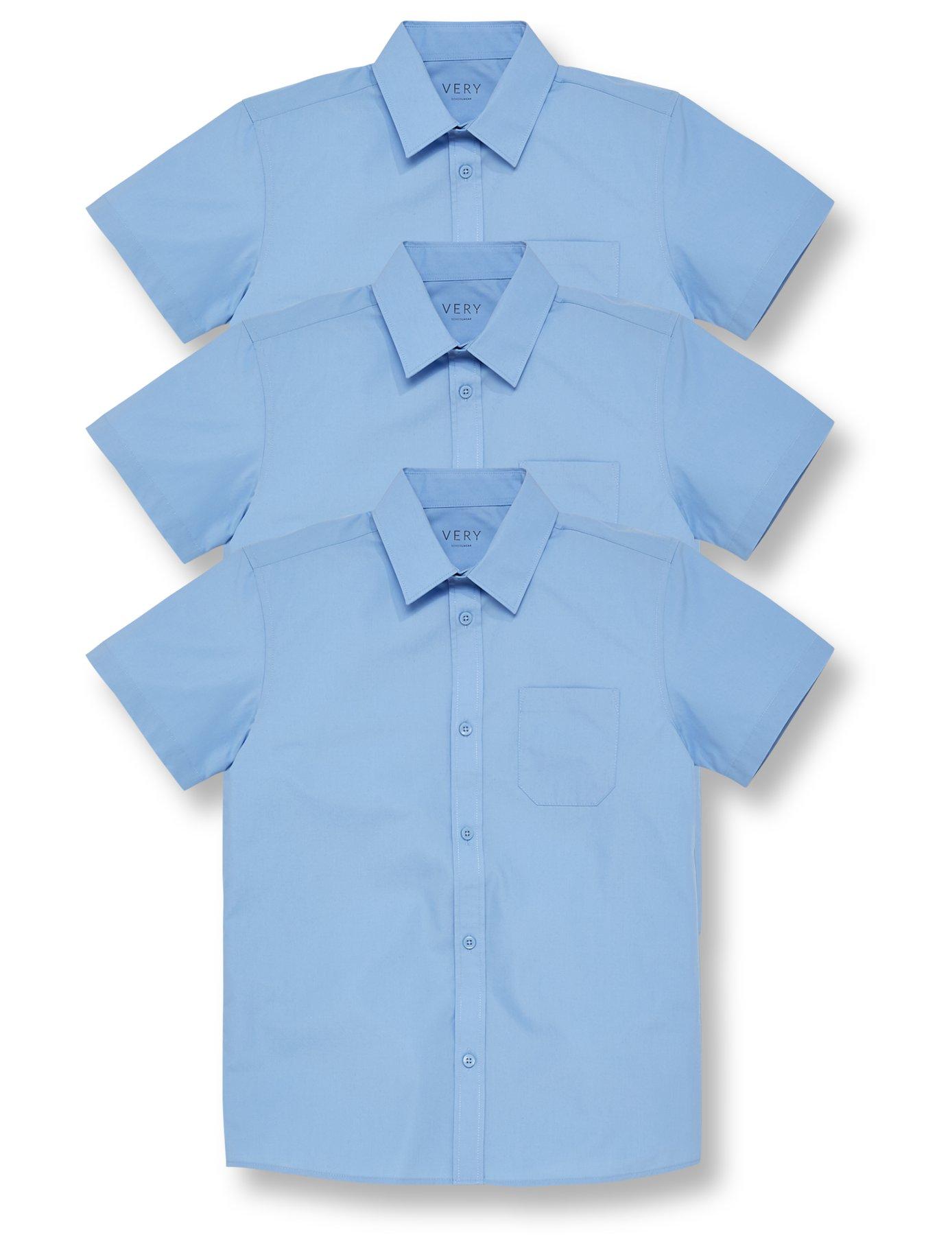 Debenhams Kids Set of 2 Boys Blue Short Sleeve Slim Fit School Shirts Age 9 