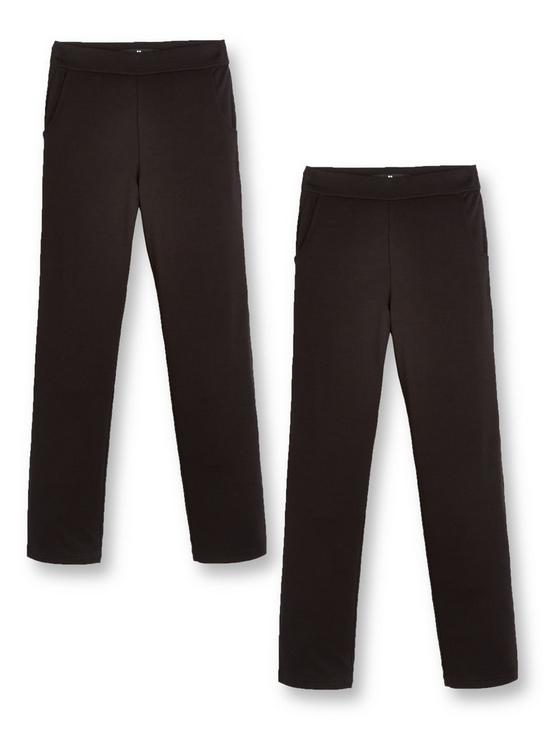 front image of v-by-very-girls-2-pack-jersey-school-trousers-black