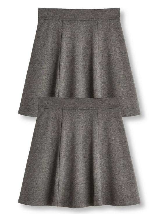 front image of v-by-very-girls-2-pack-jersey-school-skater-skirts-grey