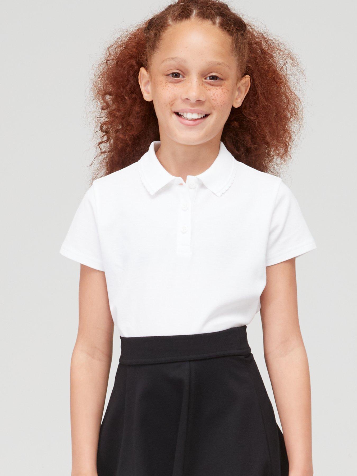 undefined Girls 5 Pack School Polo Tops - White