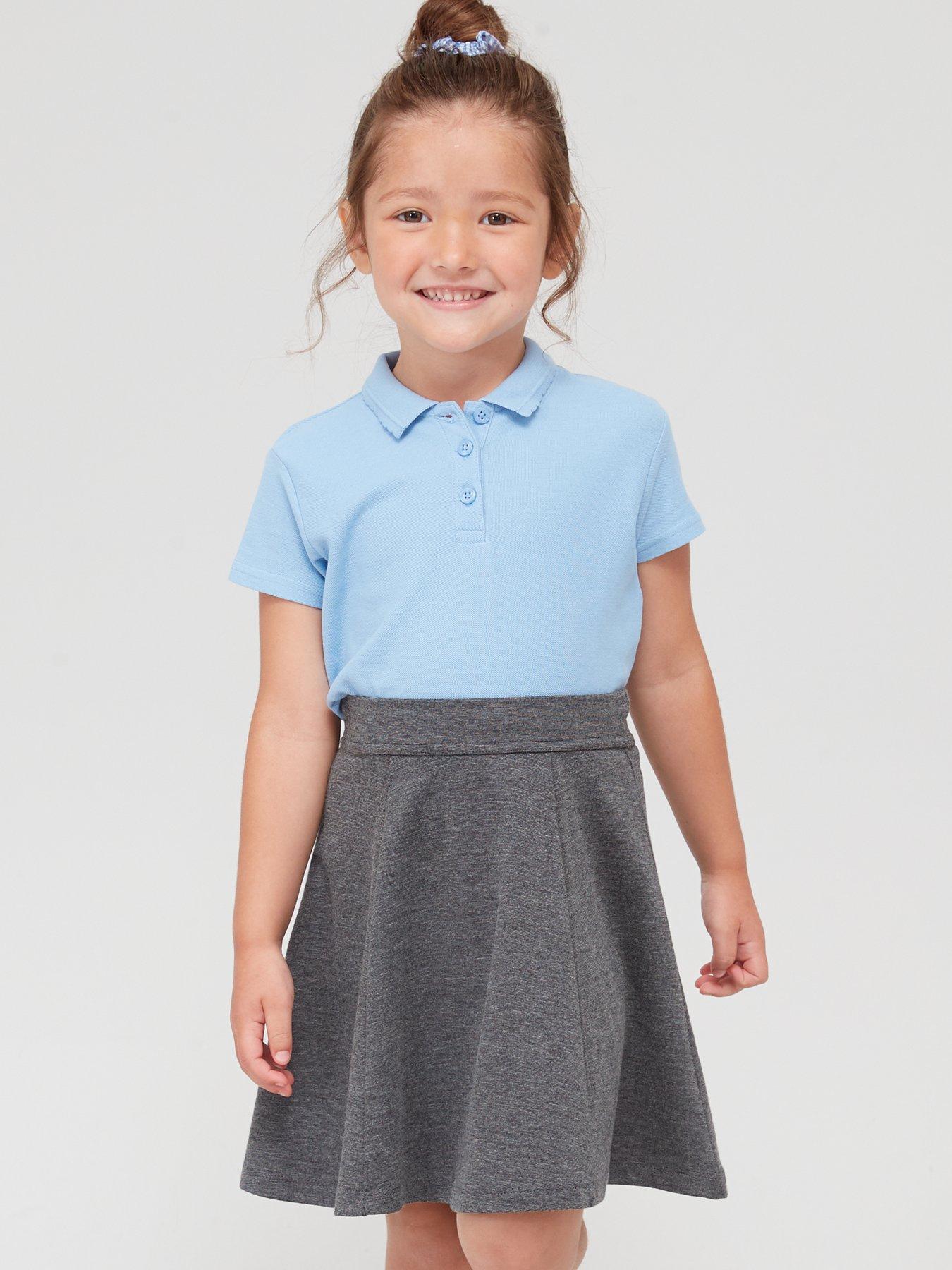 Everyday Girls 5 Pack School Polo Tops Blue very