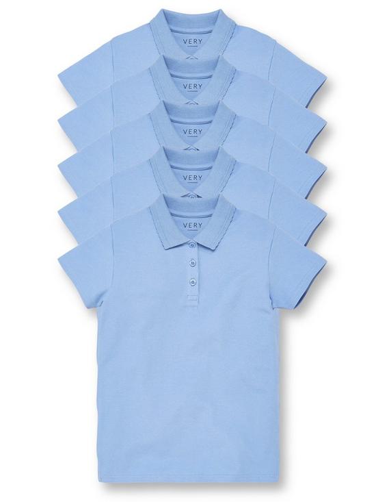 front image of v-by-very-girls-5-pack-school-polo-tops-blue