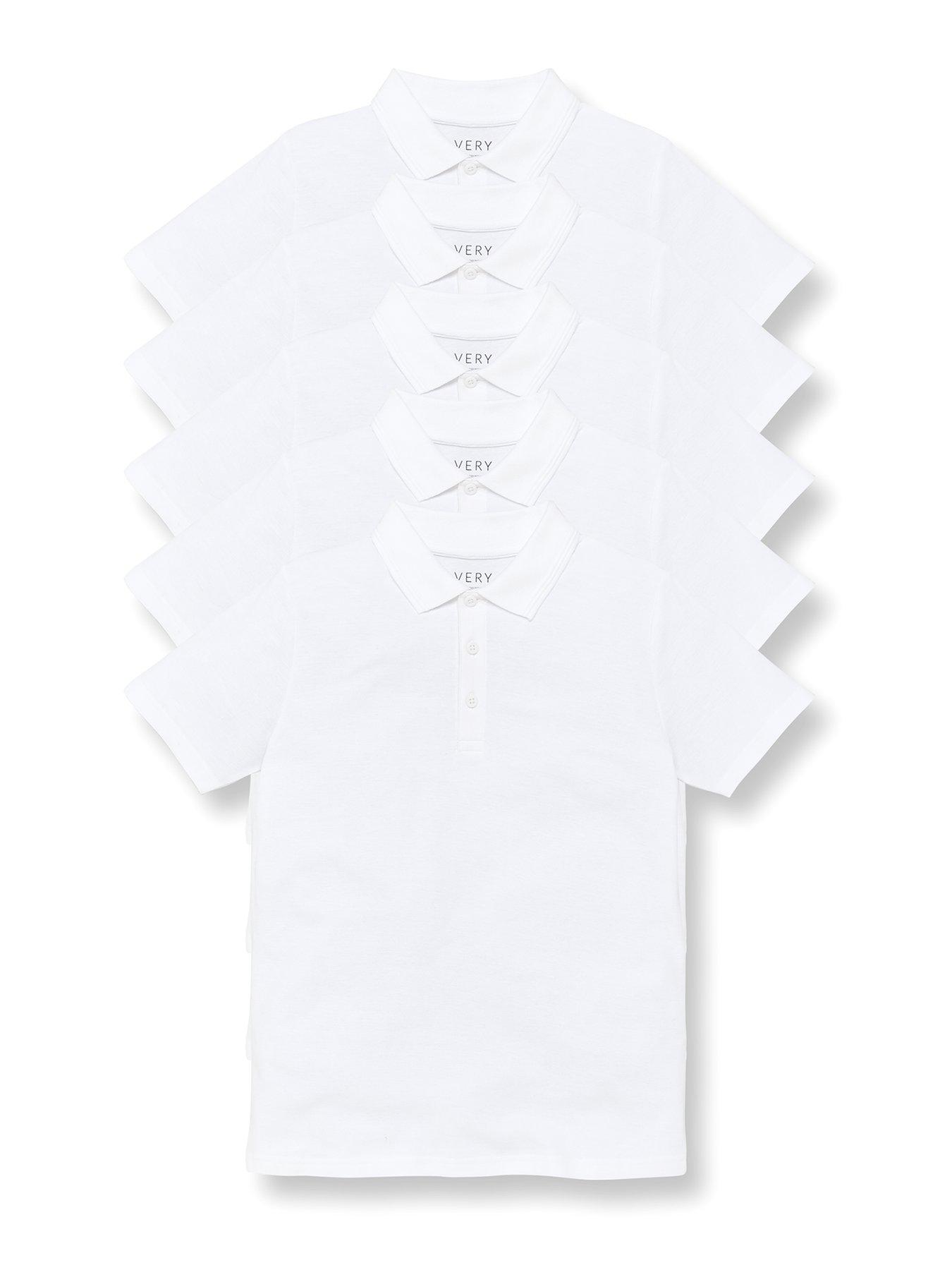 Image 2 of 6 of Everyday Boys 5 Pack Polo School Tops - White