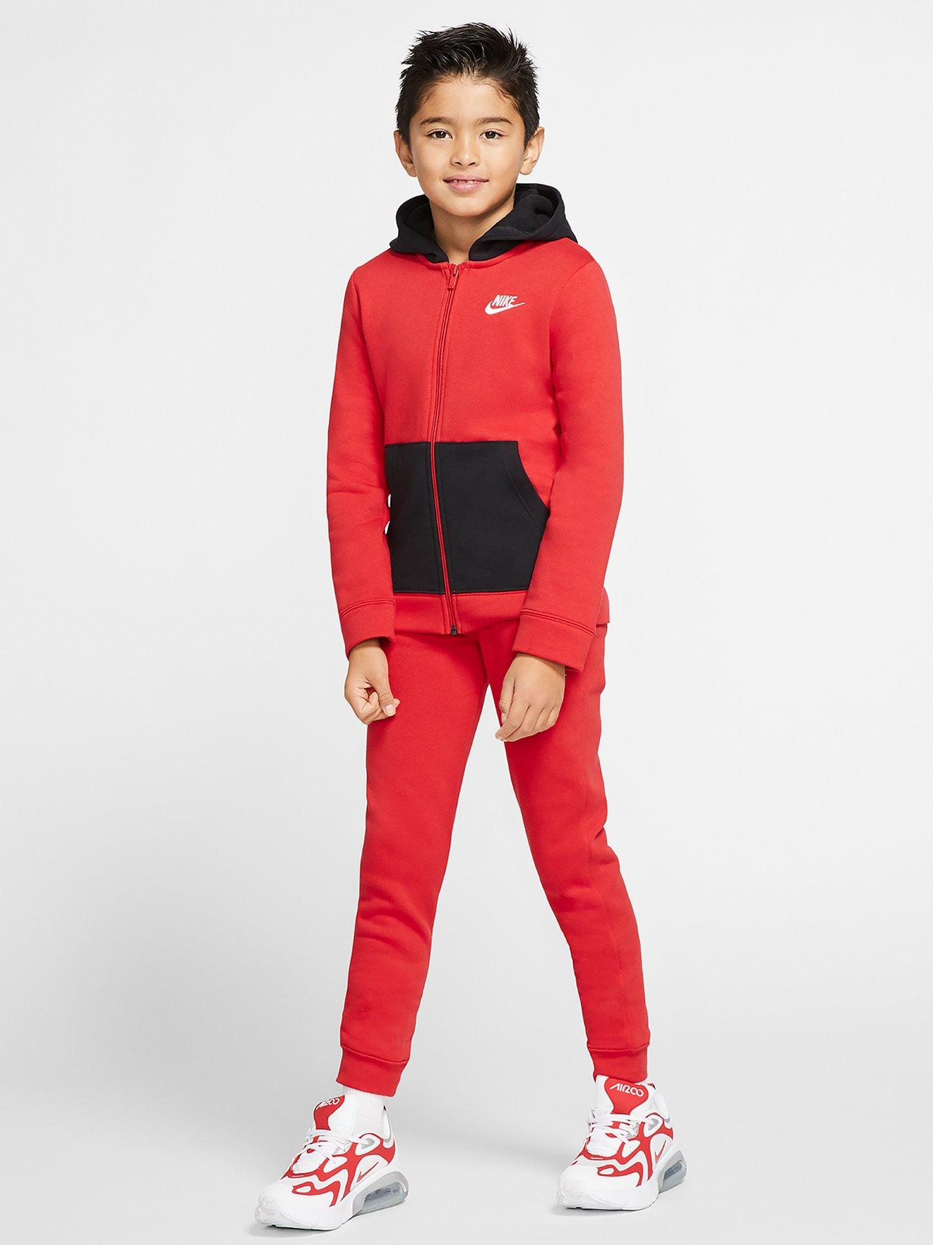 boys red nike tracksuit