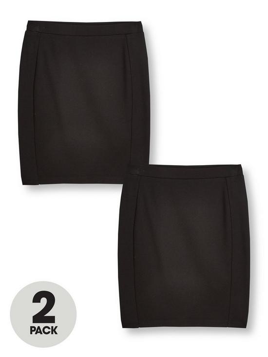 front image of v-by-very-girls-jersey-school-tube-skirt-2-pack-black