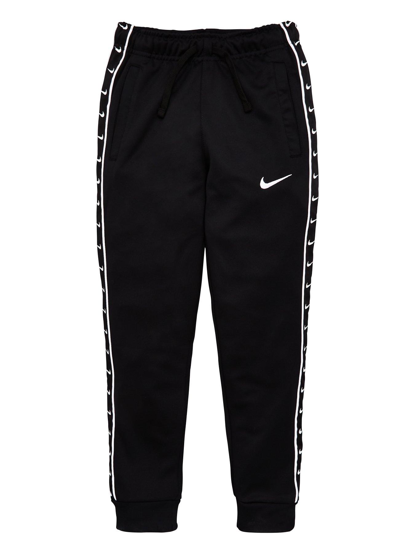 nike swoosh taped track pants black