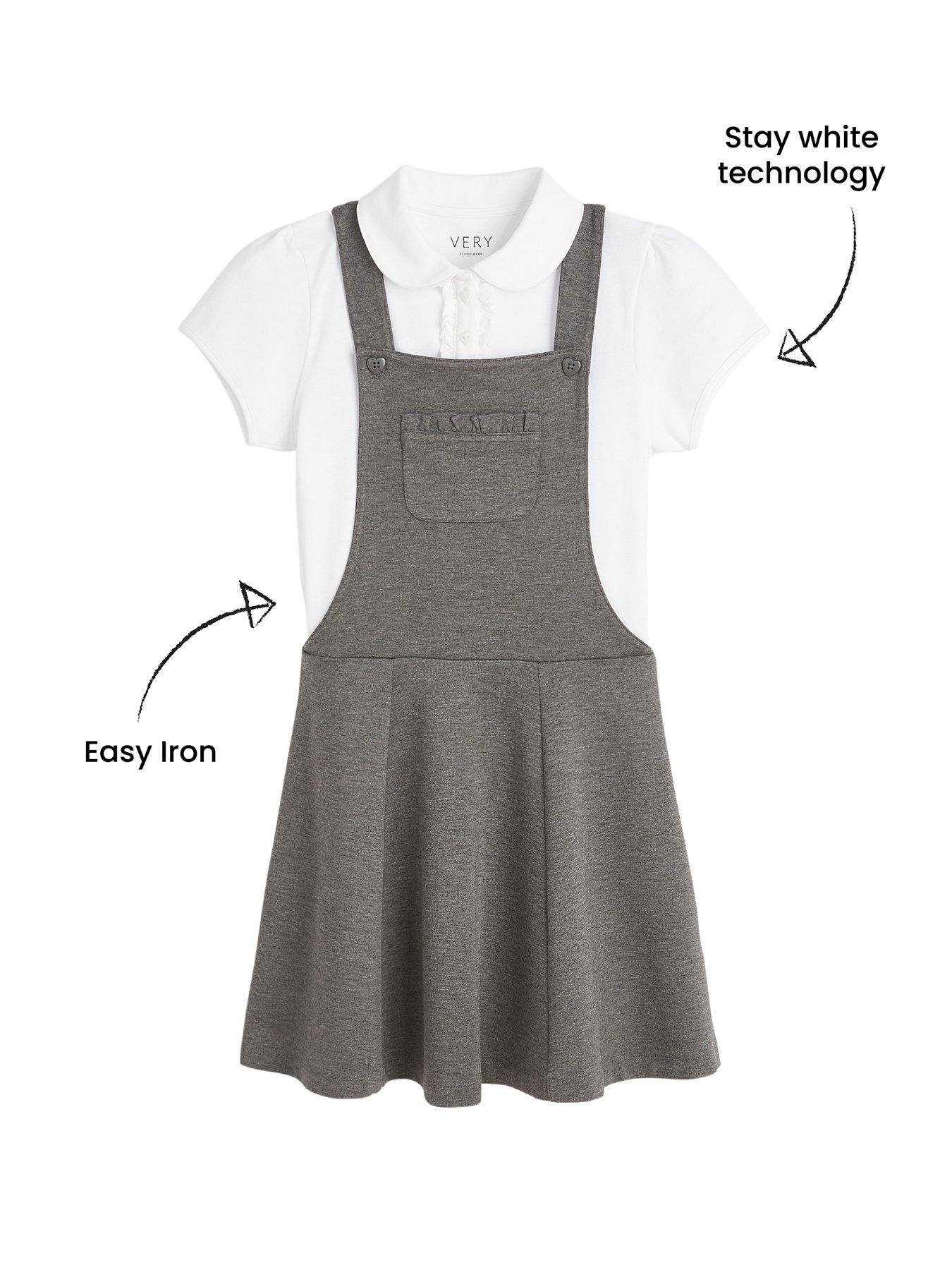 V by Very Girls School Jersey Polo and Pinafore Set - Grey | very.co.uk